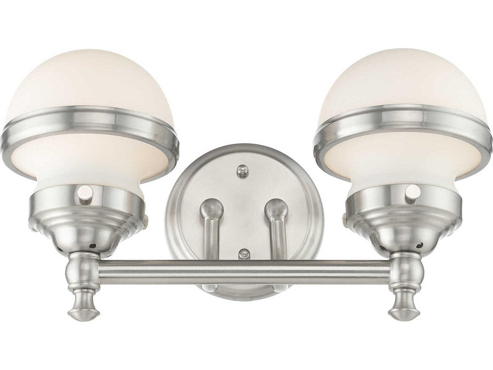 Livex Lighting Oldwick 2-Light Brushed Nickel Glass Vanity Light