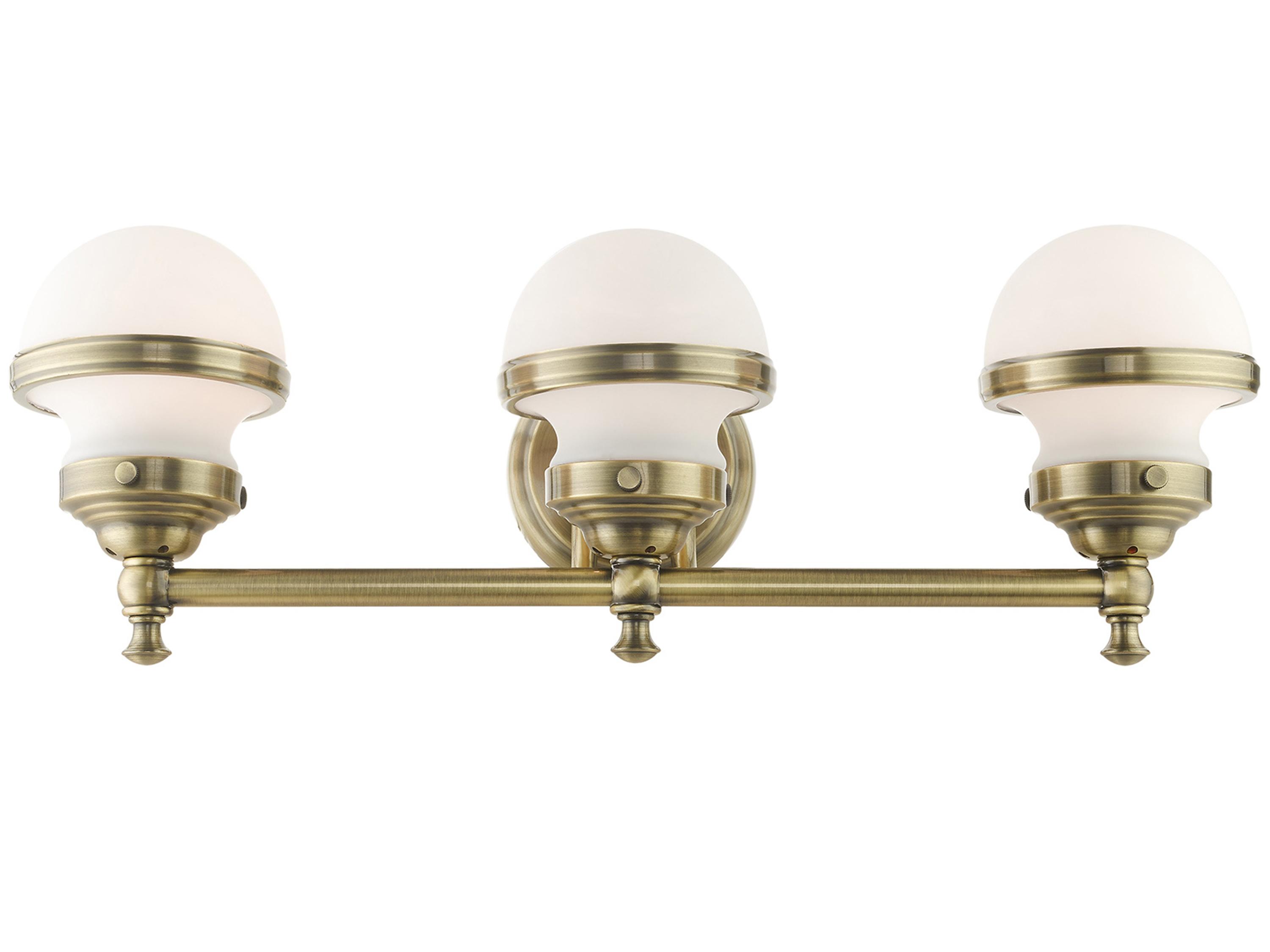Livex Lighting Oldwick 3-Light Antique Brass Glass Vanity Light