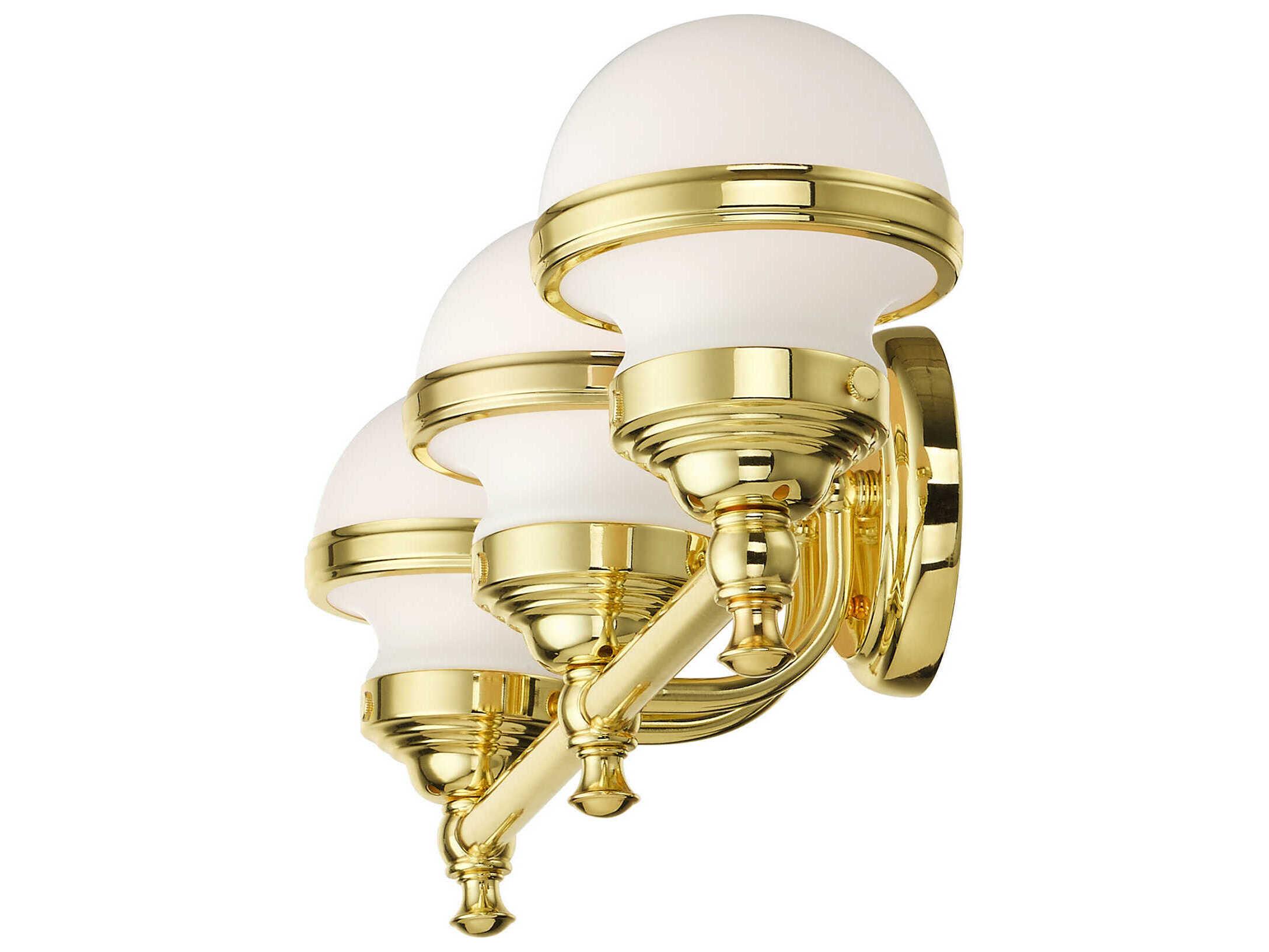 Livex Lighting Oldwick 3-Light Polished Brass Glass Vanity Light