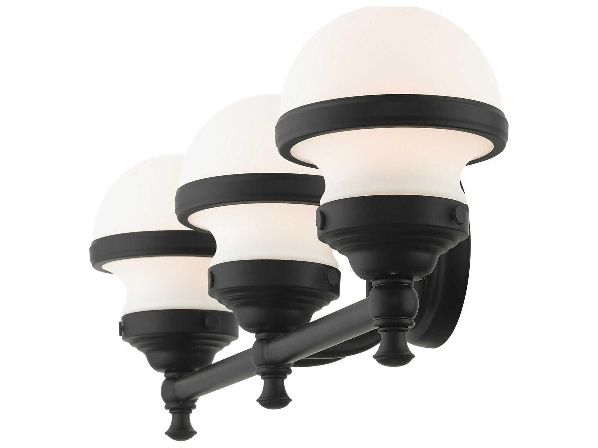 Livex Lighting Oldwick 3-Light Black Glass Vanity Light