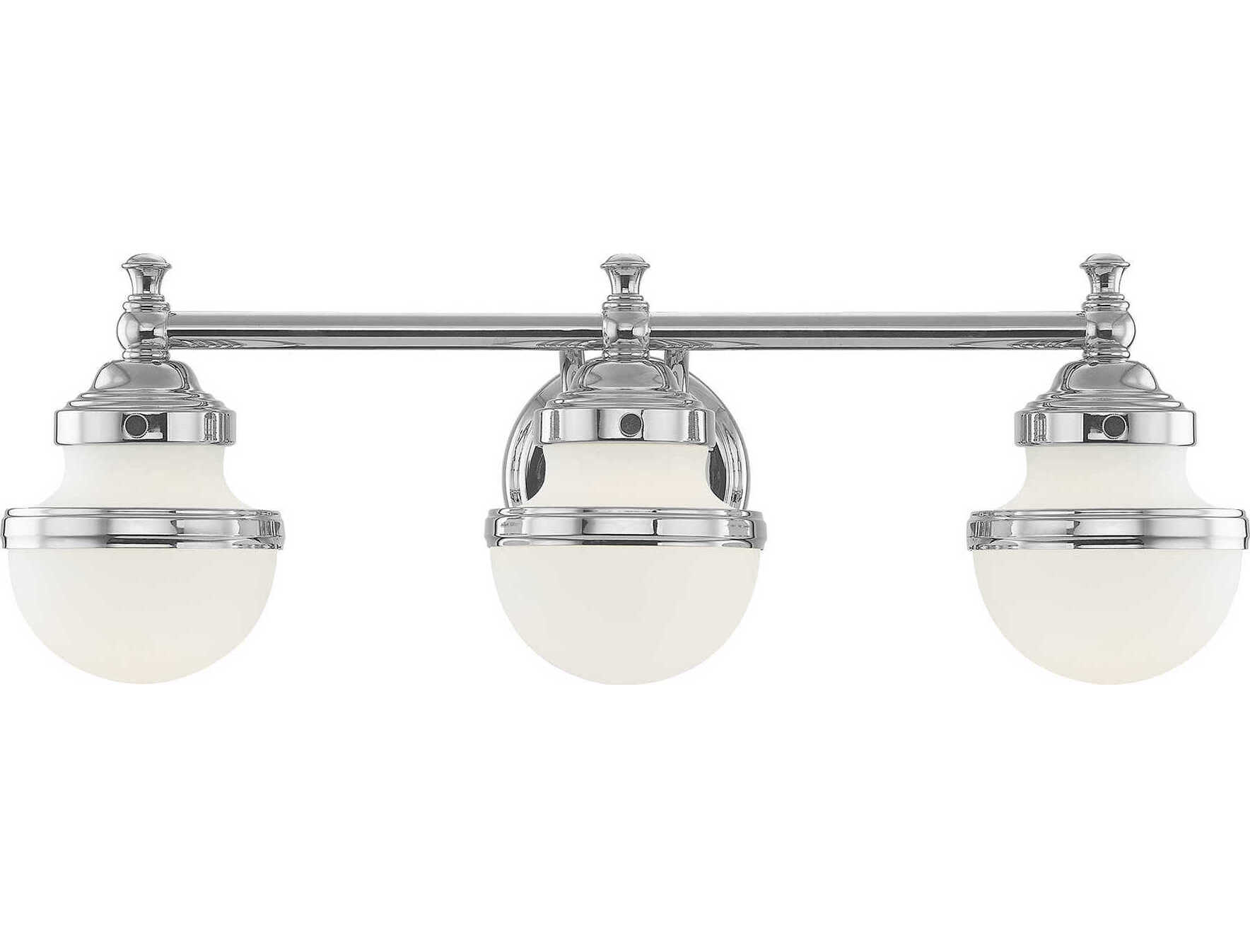 Livex Lighting Oldwick 3-Light Polished Chrome Glass Vanity Light