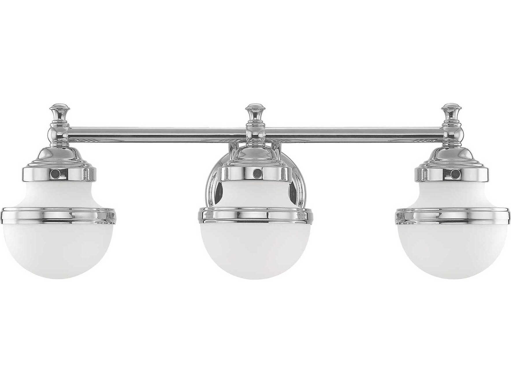 Livex Lighting Oldwick 3-Light Polished Chrome Glass Vanity Light