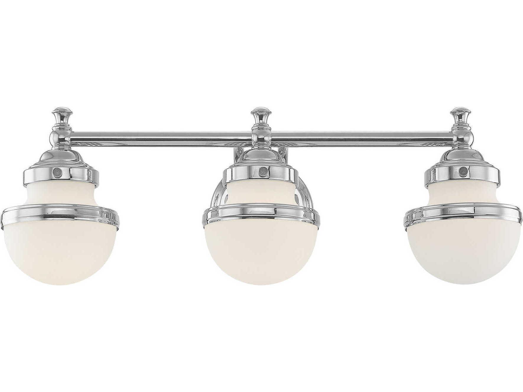 Livex Lighting Oldwick 3-Light Polished Chrome Glass Vanity Light