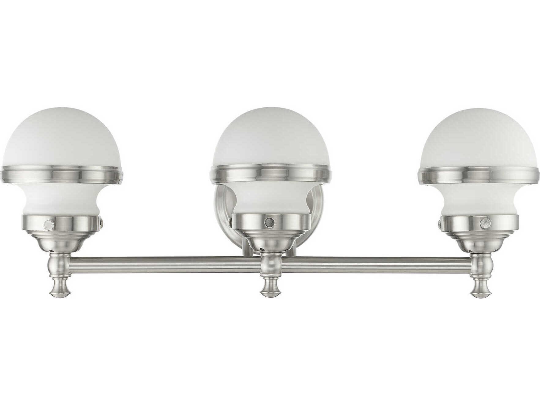 Livex Lighting Oldwick 3-Light Brushed Nickel Glass Vanity Light