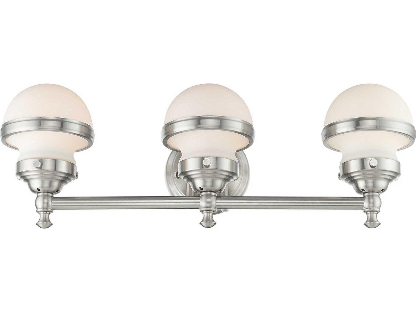 Livex Lighting Oldwick 3-Light Brushed Nickel Glass Vanity Light