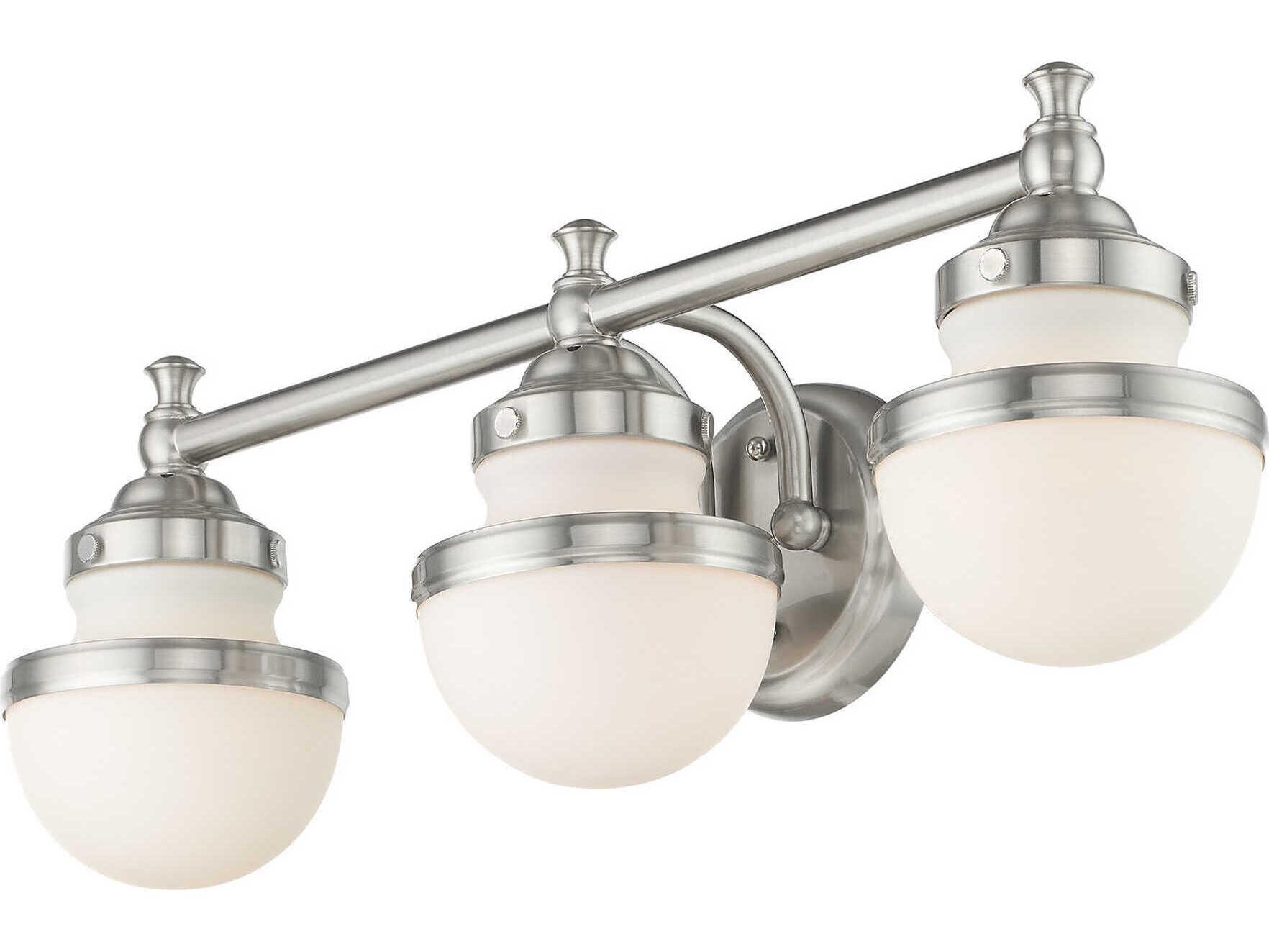 Livex Lighting Oldwick 3-Light Brushed Nickel Glass Vanity Light