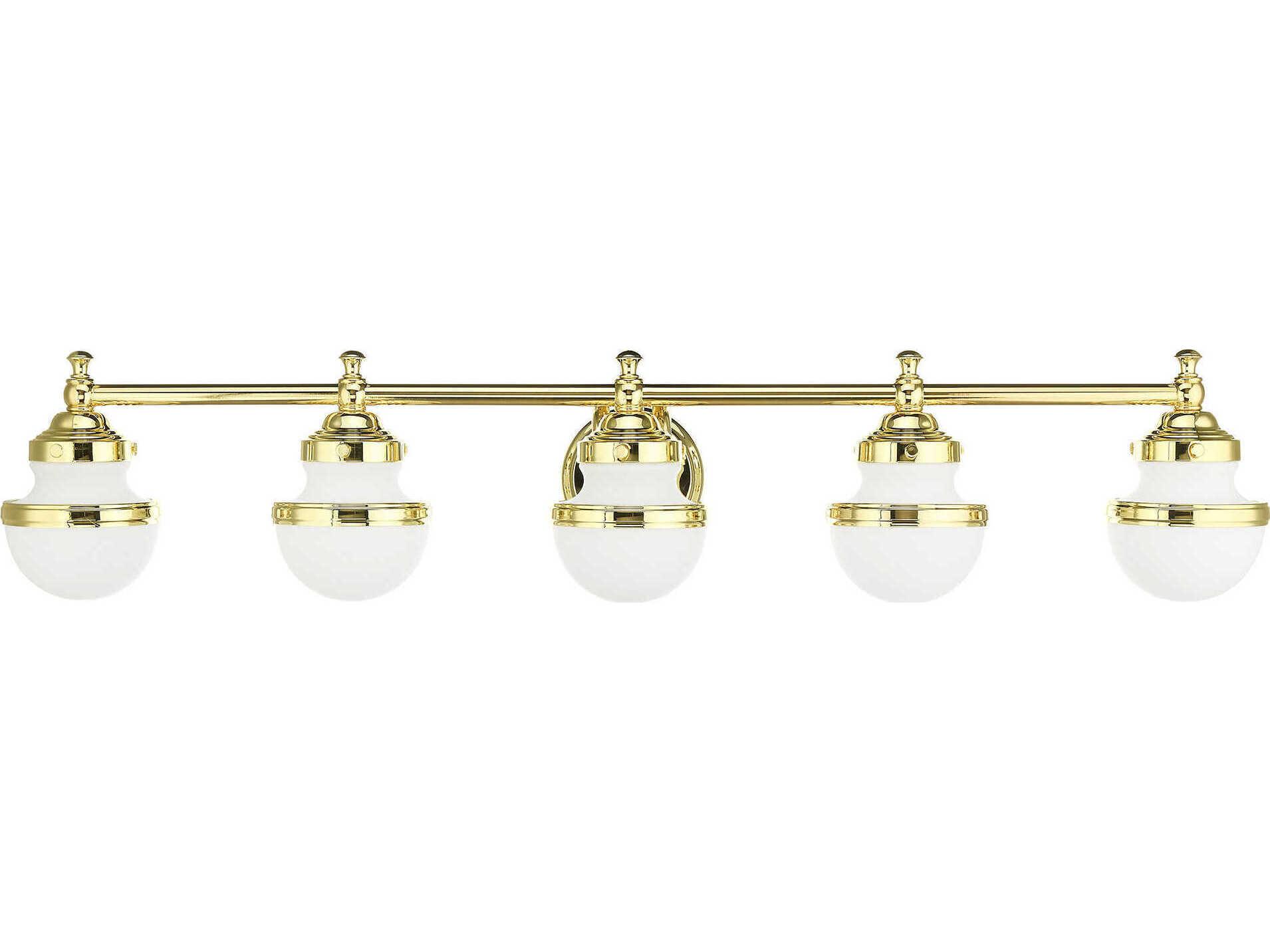 Livex Lighting Oldwick 5-Light Polished Brass Glass Vanity Light