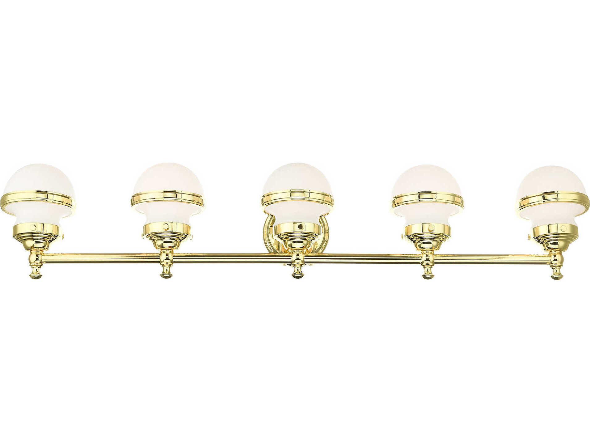 Livex Lighting Oldwick 5-Light Polished Brass Glass Vanity Light