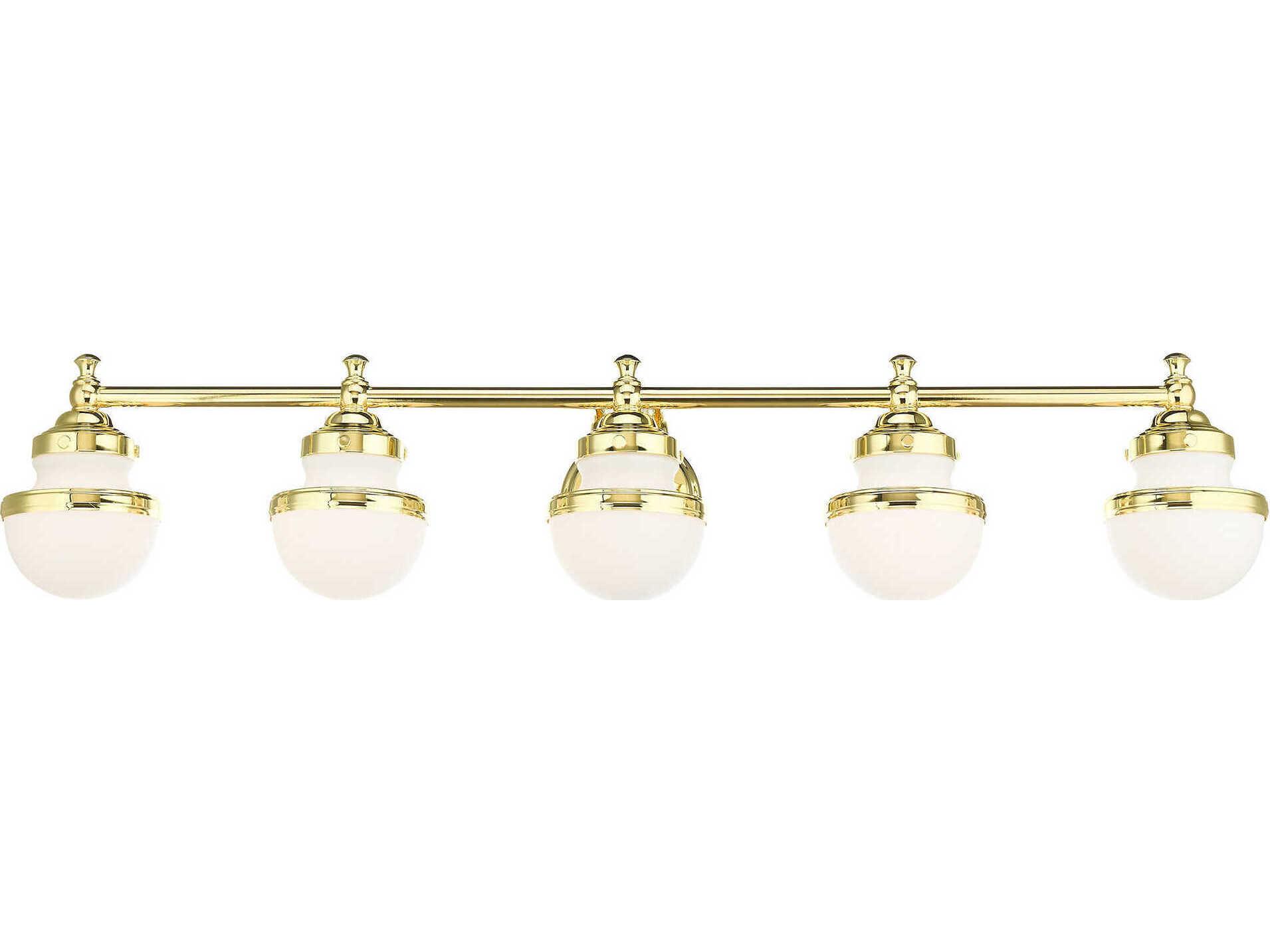 Livex Lighting Oldwick 5-Light Polished Brass Glass Vanity Light