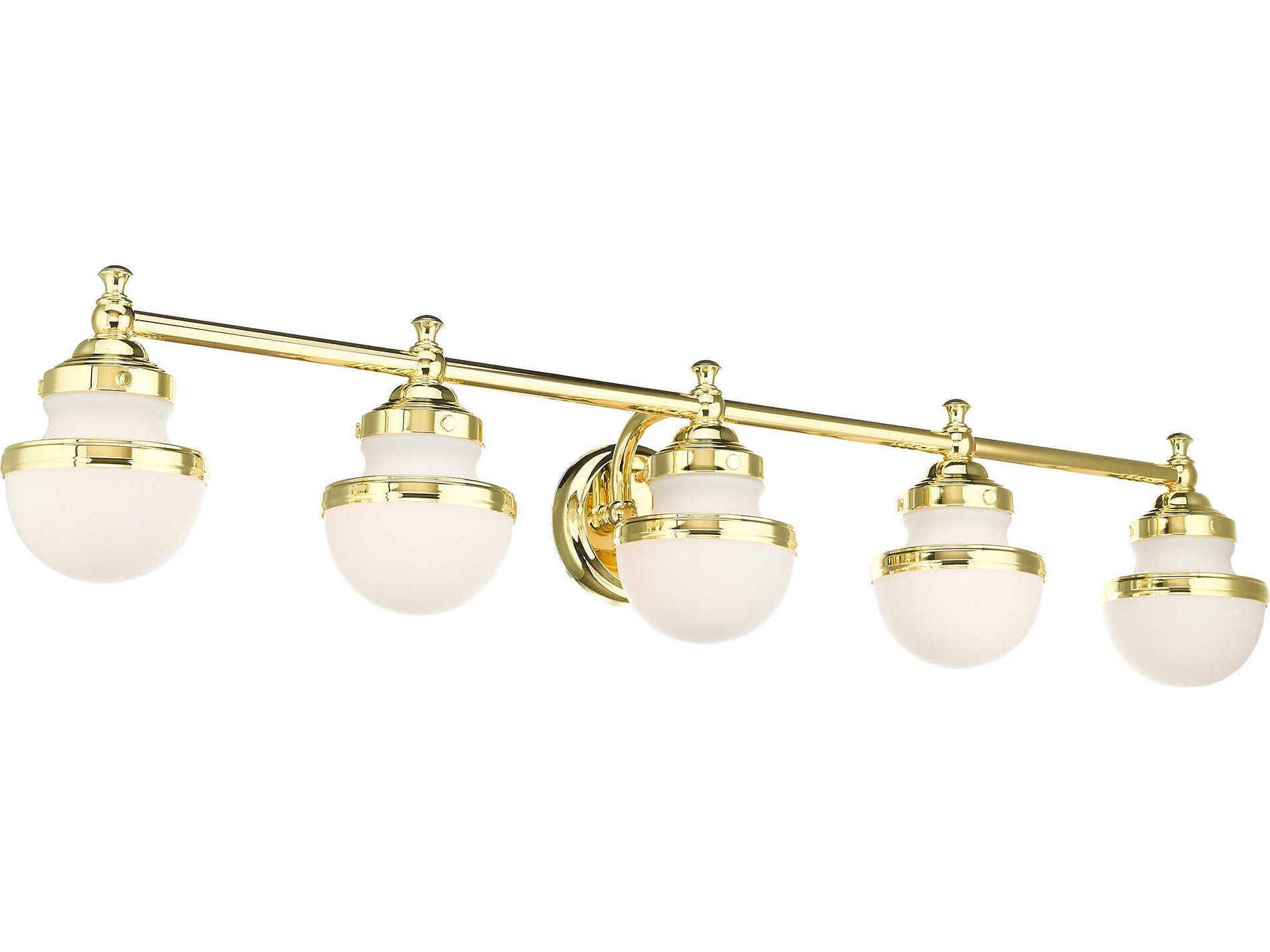 Livex Lighting Oldwick 5-Light Polished Brass Glass Vanity Light