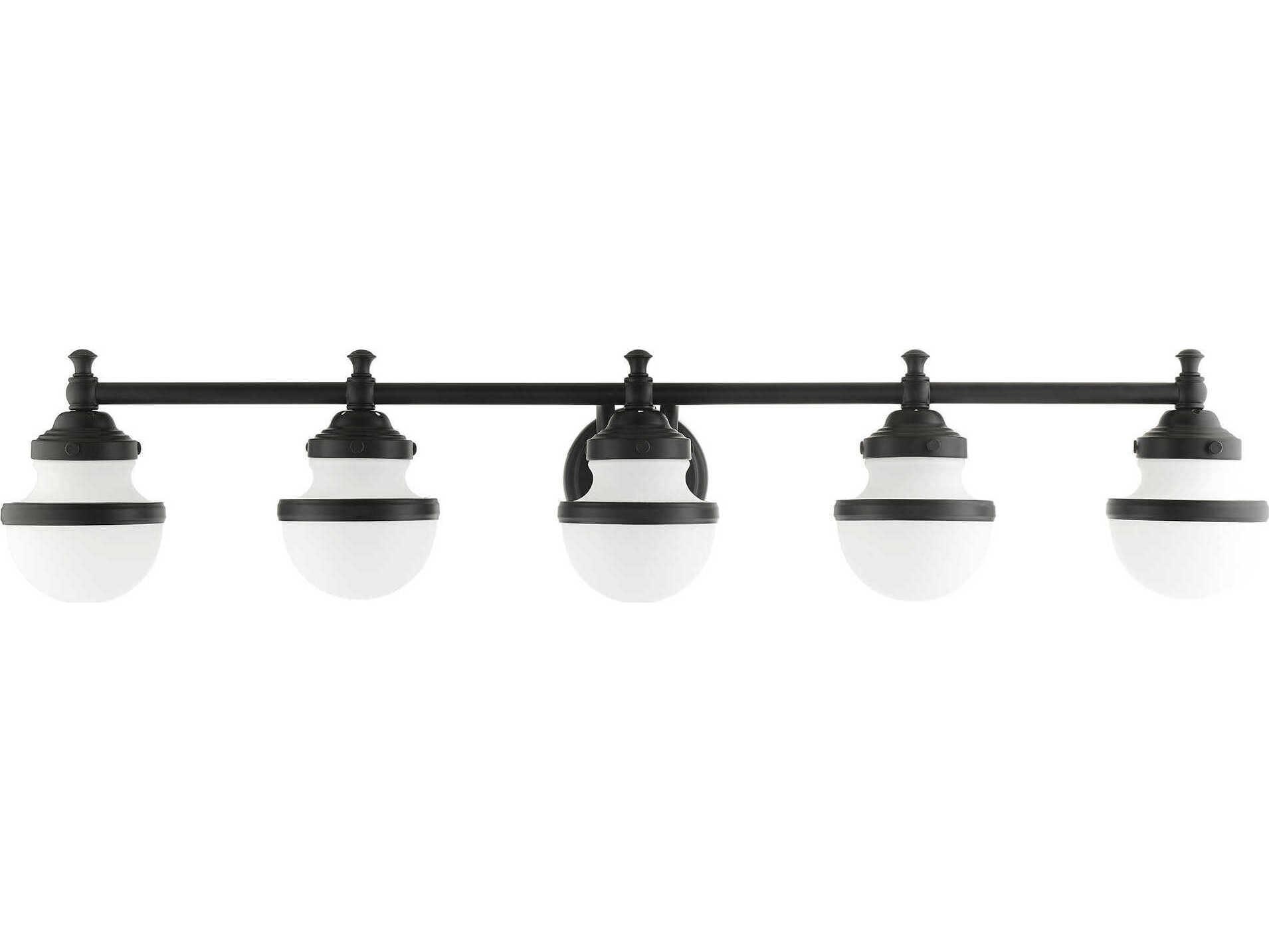 Livex Lighting Oldwick 5-Light Black Glass Vanity Light