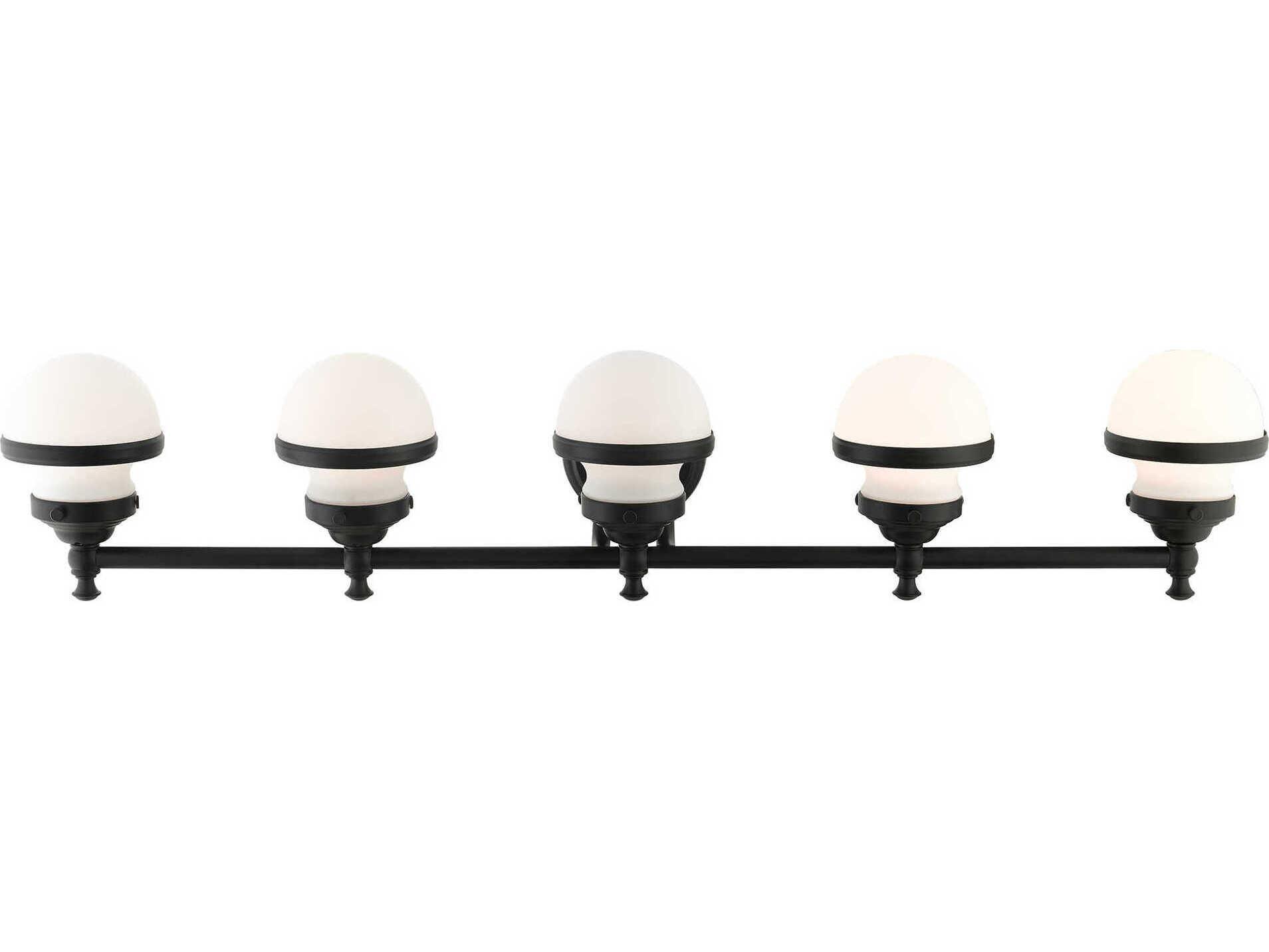 Livex Lighting Oldwick 5-Light Black Glass Vanity Light