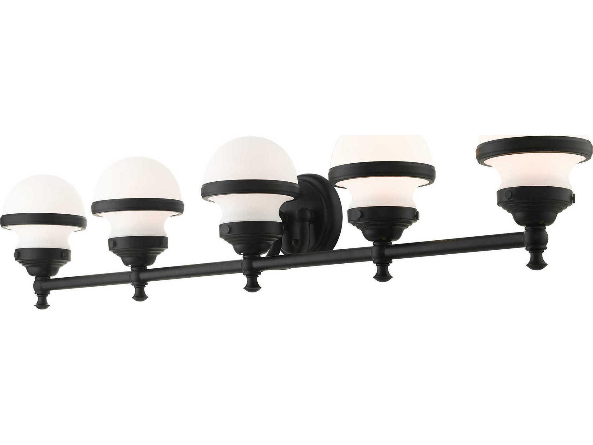 Livex Lighting Oldwick 5-Light Black Glass Vanity Light