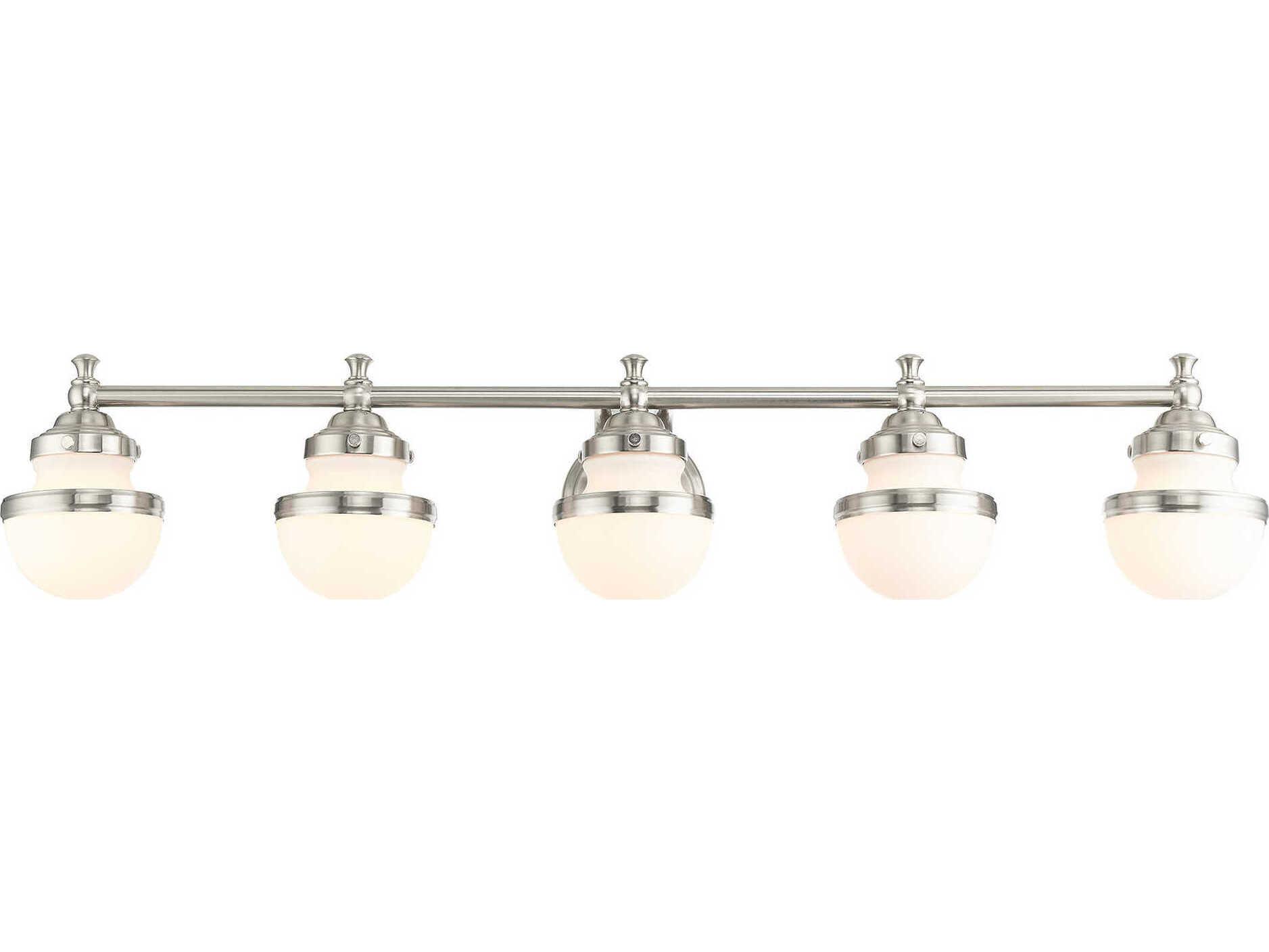Livex Lighting Oldwick 5-Light Brushed Nickel Glass Vanity Light