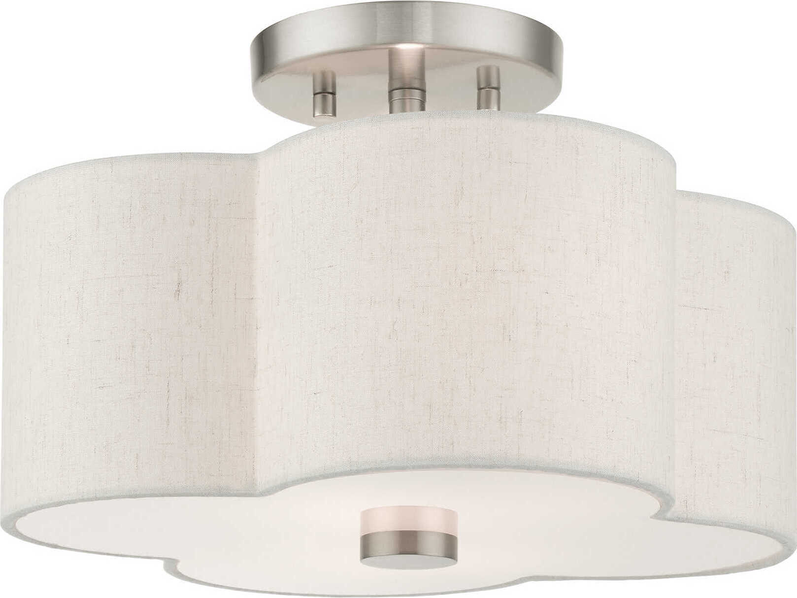 Livex Lighting Solstice 2-Light Brushed Nickel Semi Flush Mount