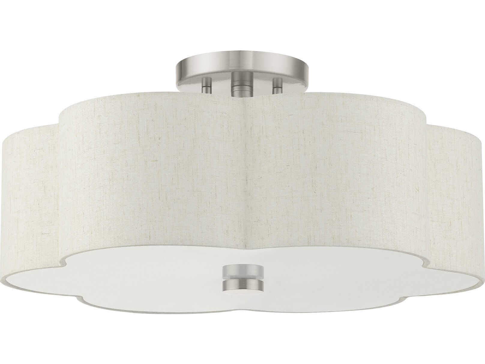 Livex Lighting Solstice 3-Light Brushed Nickel Semi Flush Mount