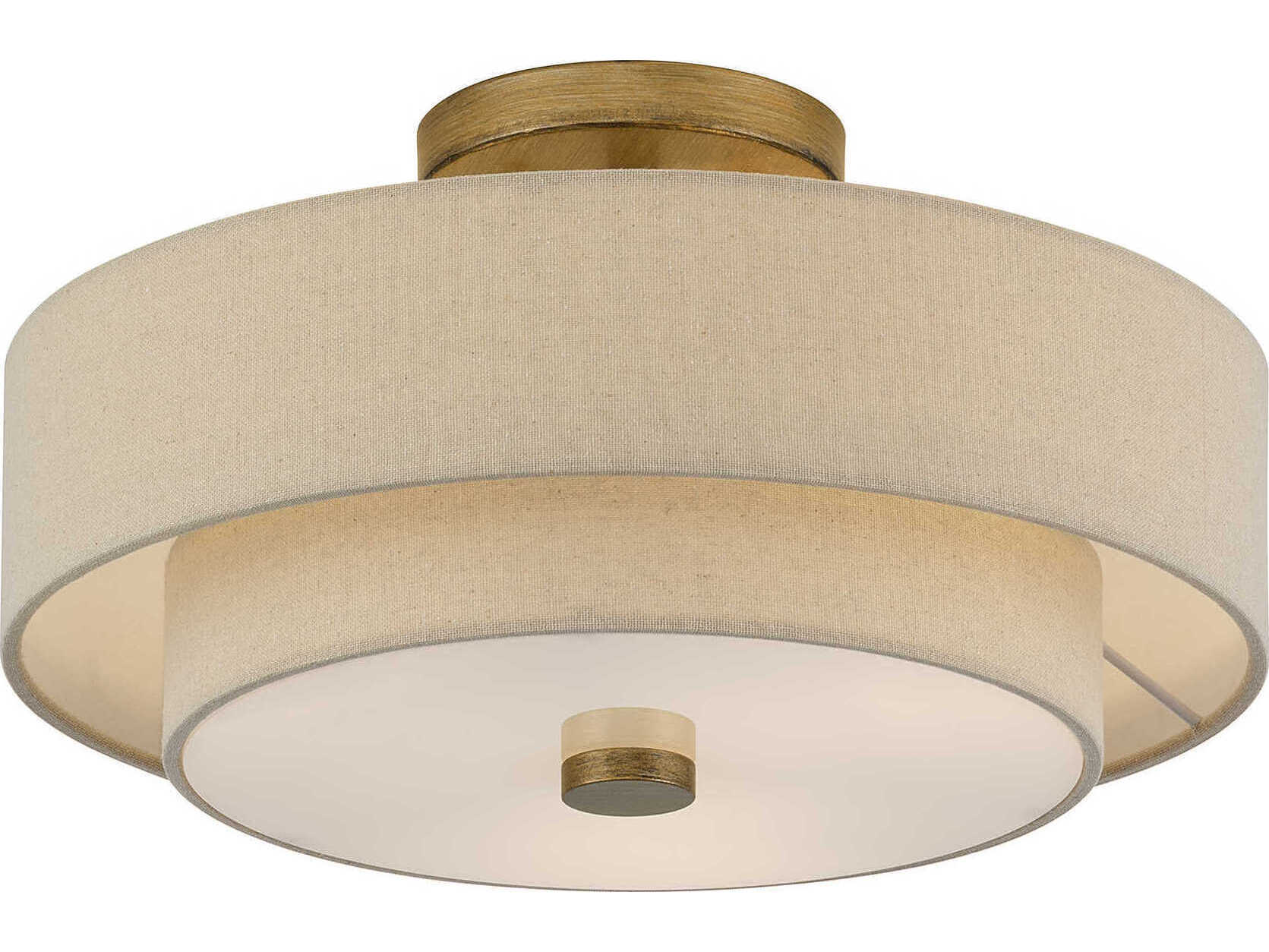 Livex Lighting Bellingham 3-Light Antique Gold Leaf Drum Semi Flush Mount
