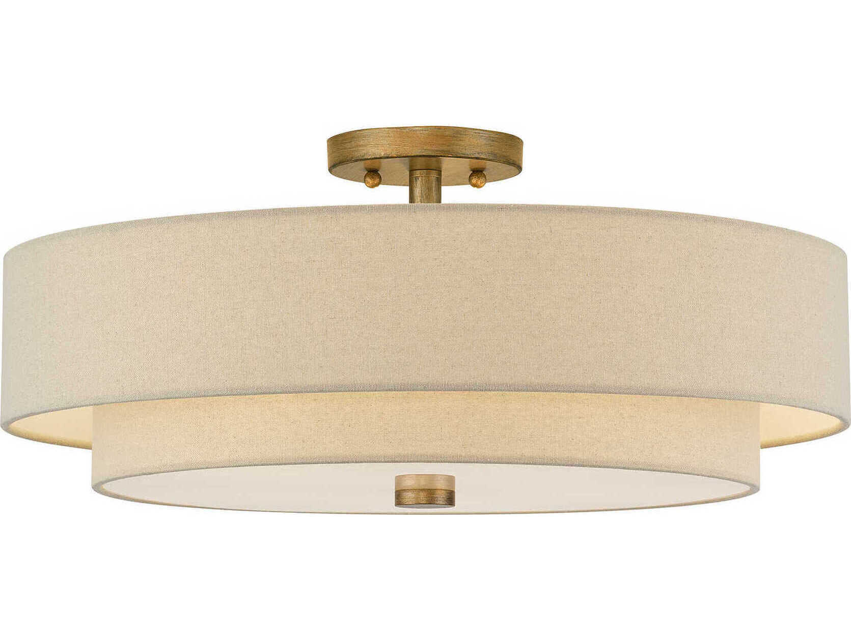 Livex Lighting Bellingham 5-Light Antique Gold Leaf Drum Semi Flush Mount