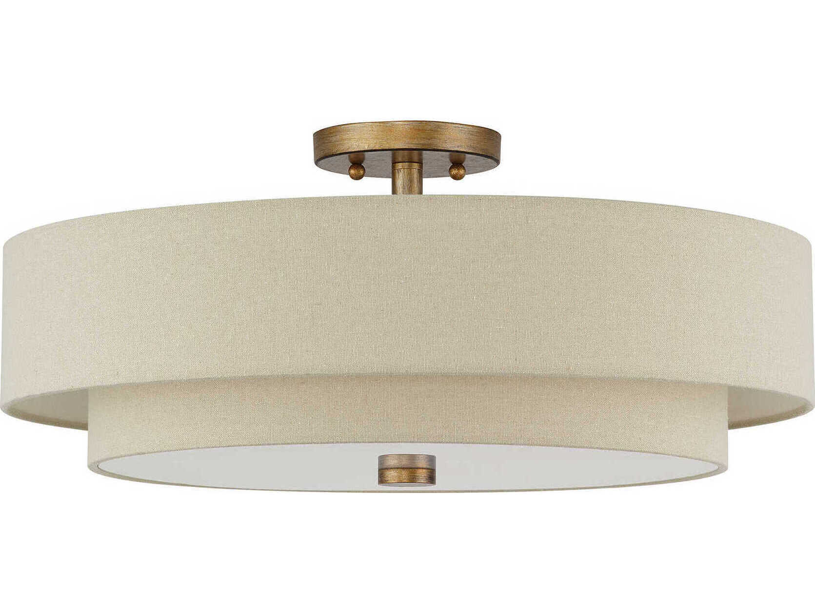 Livex Lighting Bellingham 5-Light Antique Gold Leaf Drum Semi Flush Mount