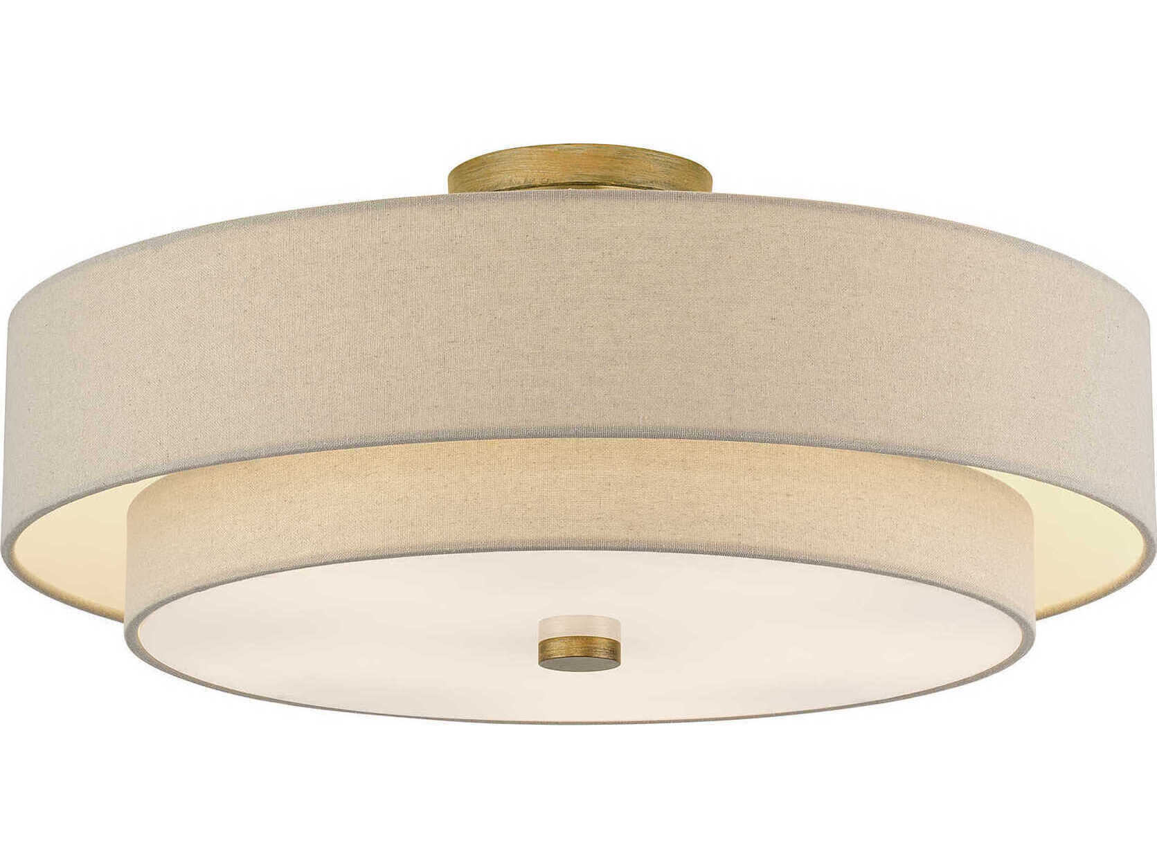 Livex Lighting Bellingham 5-Light Antique Gold Leaf Drum Semi Flush Mount