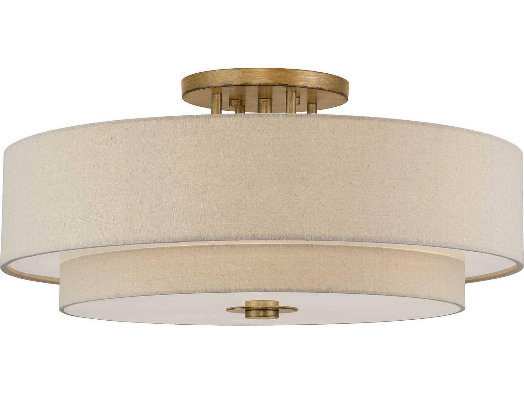 Livex Lighting Bellingham 6-Light Antique Gold Leaf Drum Semi Flush Mount