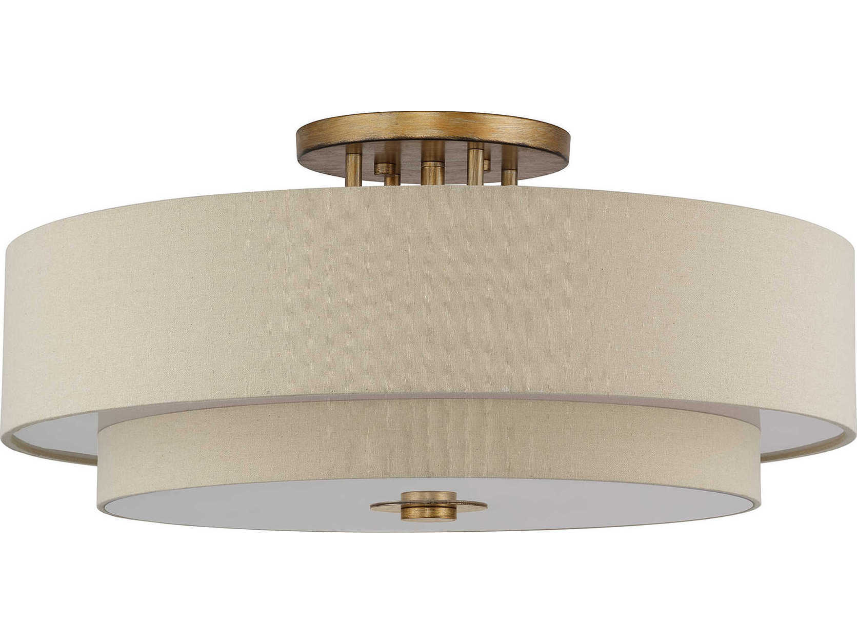 Livex Lighting Bellingham 6-Light Antique Gold Leaf Drum Semi Flush Mount