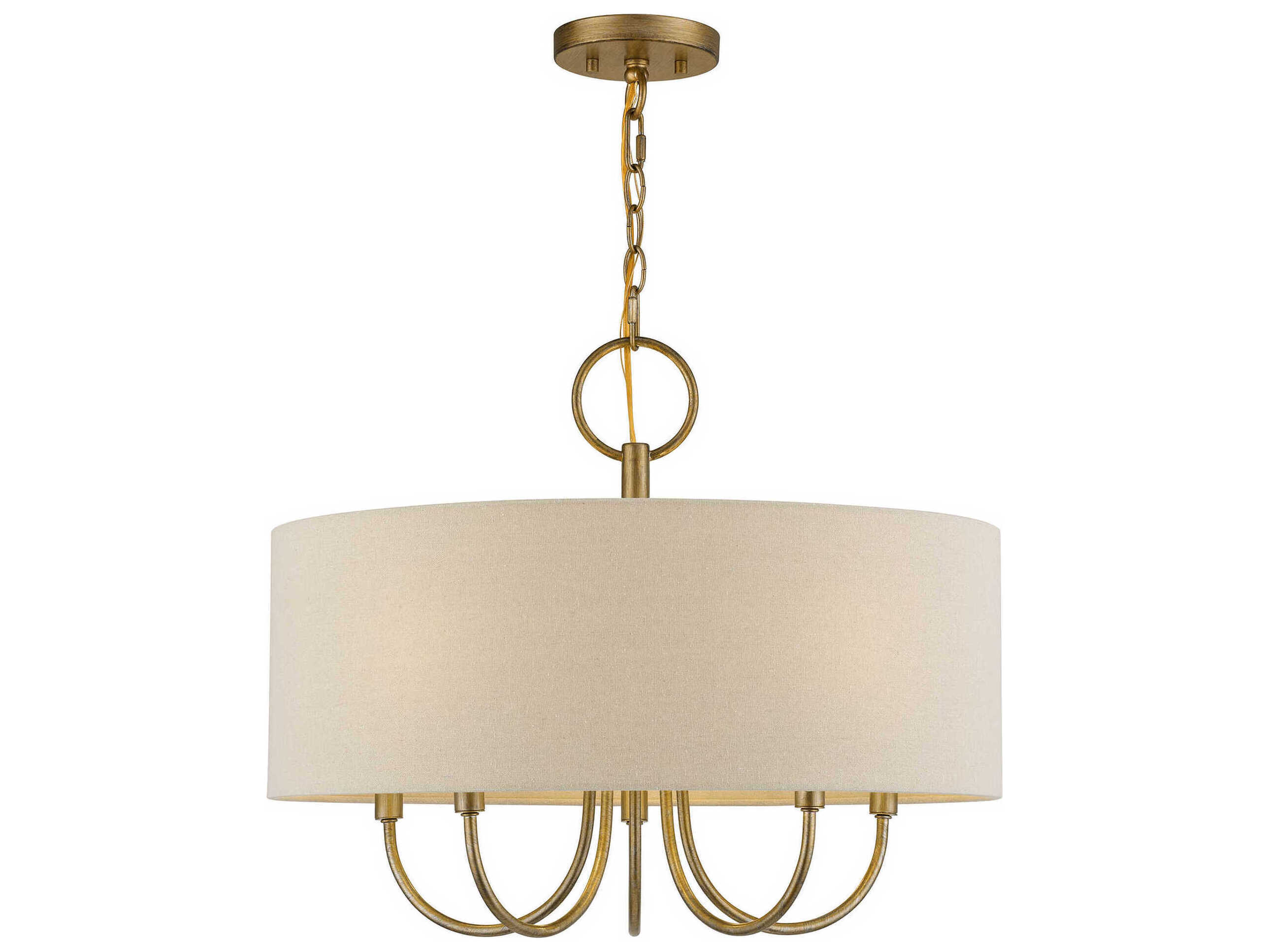 Livex Lighting Bellingham 5-Light Antique Gold Leaf Drum Pendant