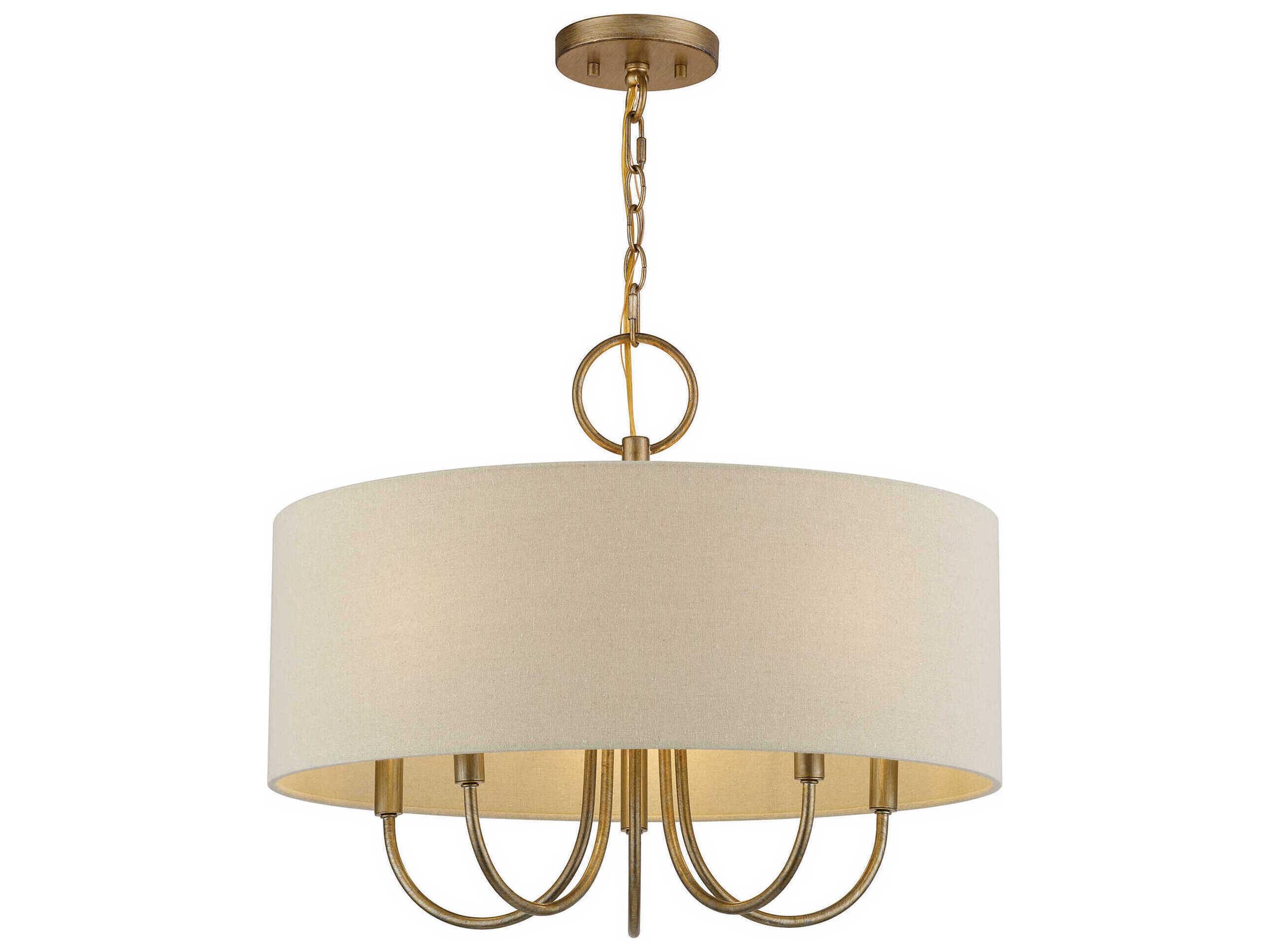 Livex Lighting Bellingham 5-Light Antique Gold Leaf Drum Pendant