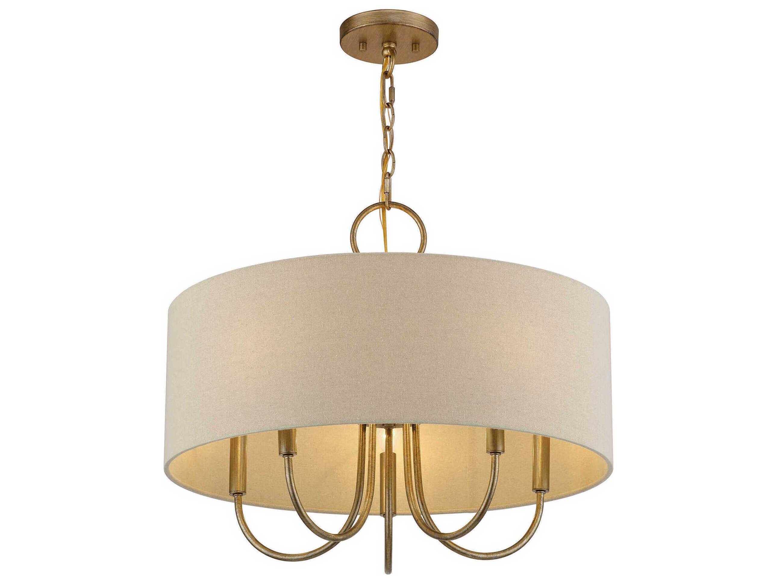 Livex Lighting Bellingham 5-Light Antique Gold Leaf Drum Pendant