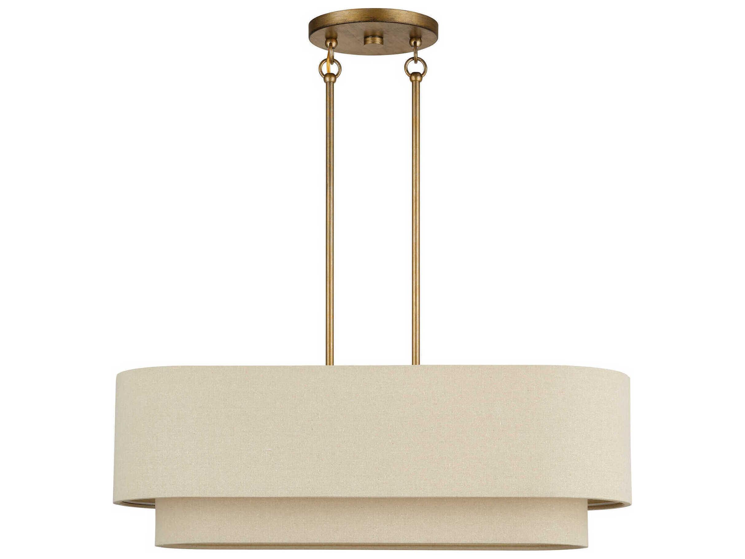 Livex Lighting Bellingham 3-Light Antique Gold Leaf Drum Island Pendant