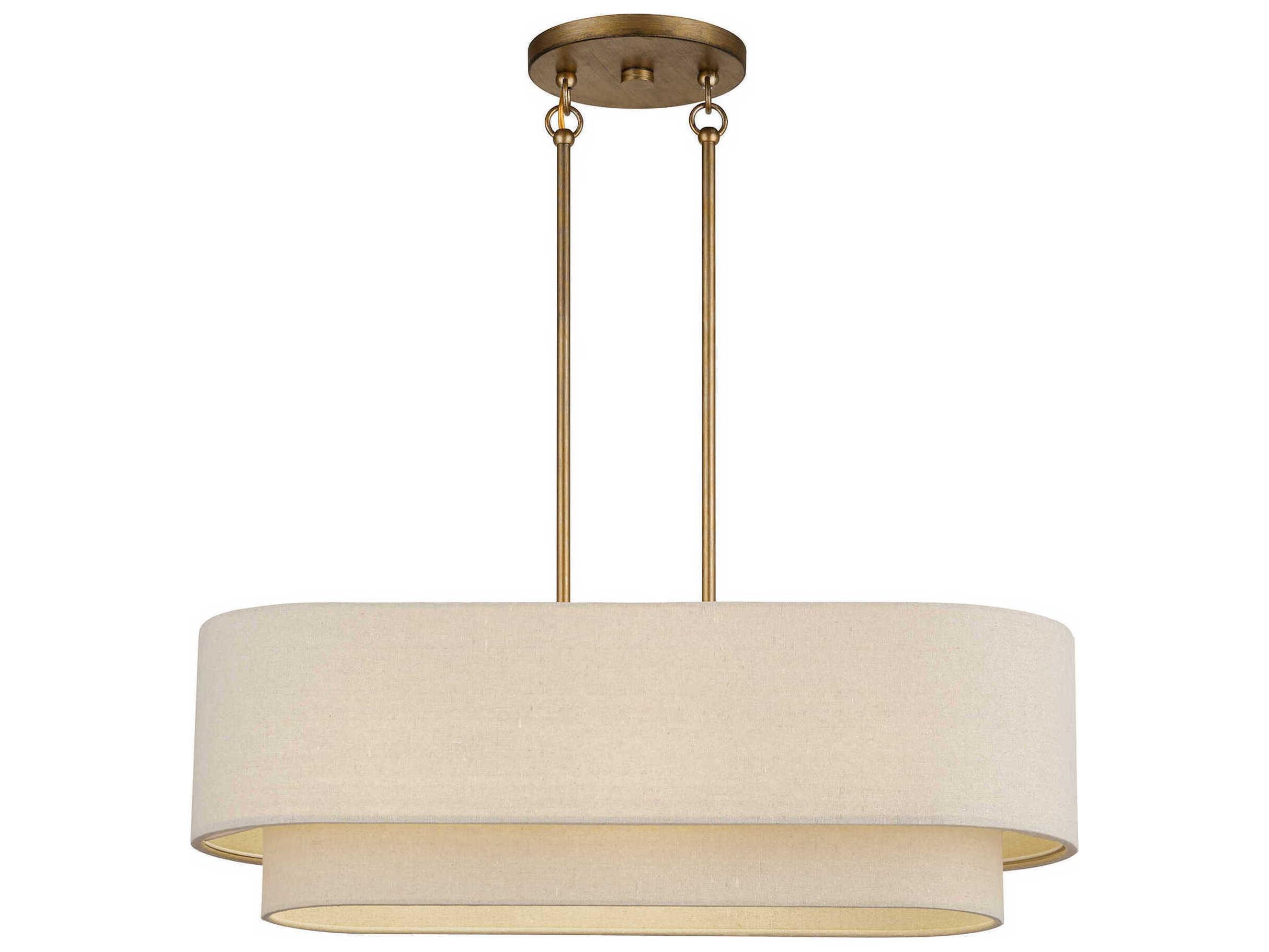 Livex Lighting Bellingham 3-Light Antique Gold Leaf Drum Island Pendant