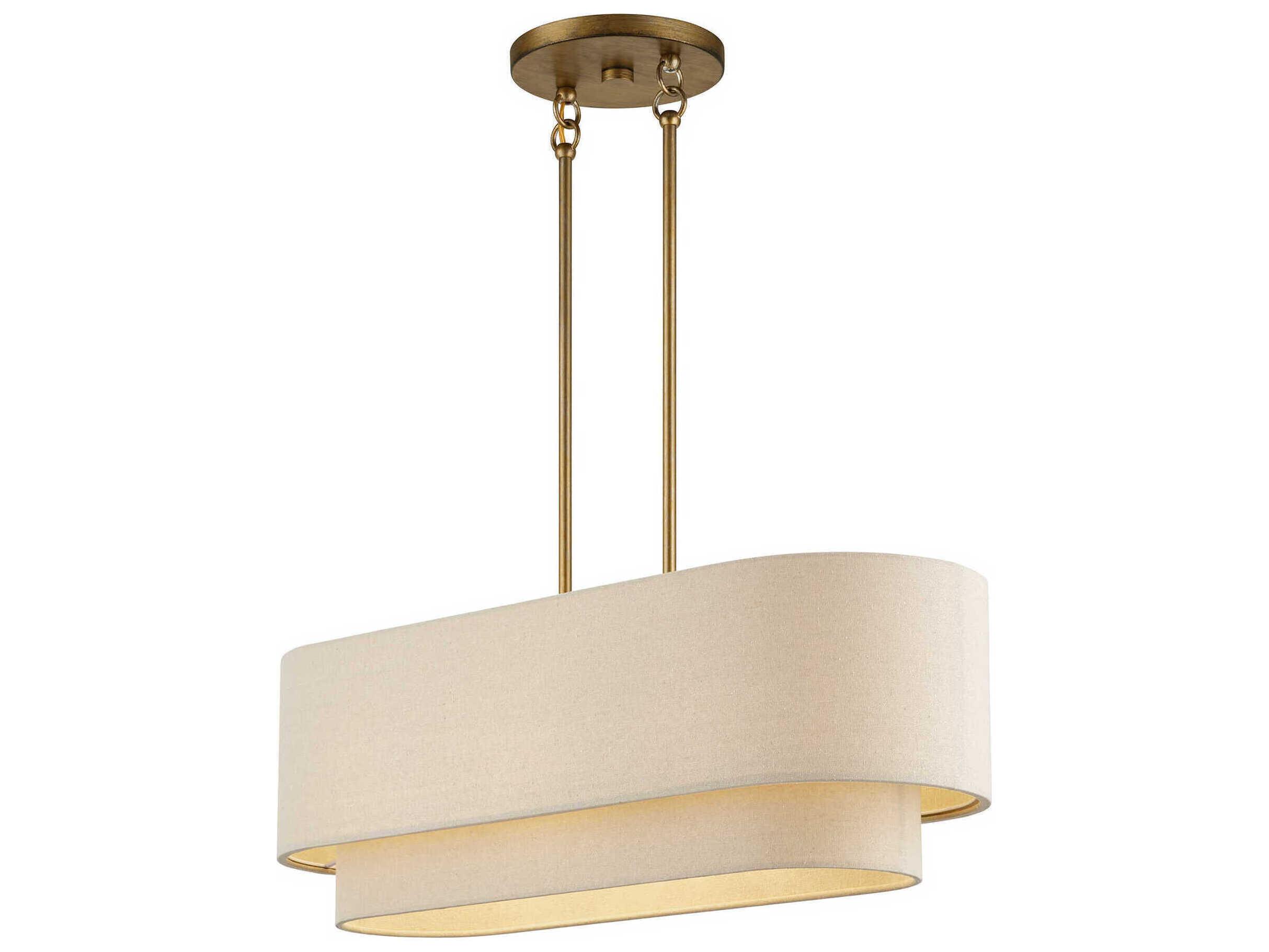 Livex Lighting Bellingham 3-Light Antique Gold Leaf Drum Island Pendant