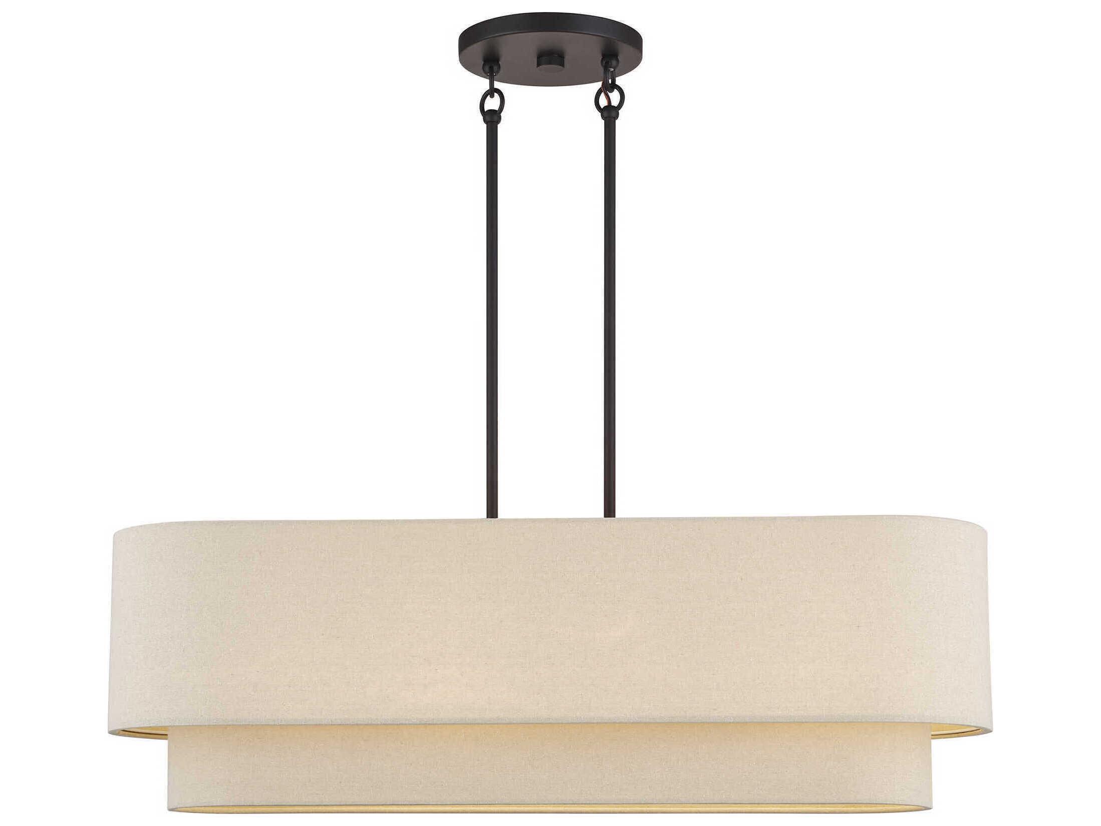 Livex Lighting Bellingham 4-Light Bronze Drum Island Pendant