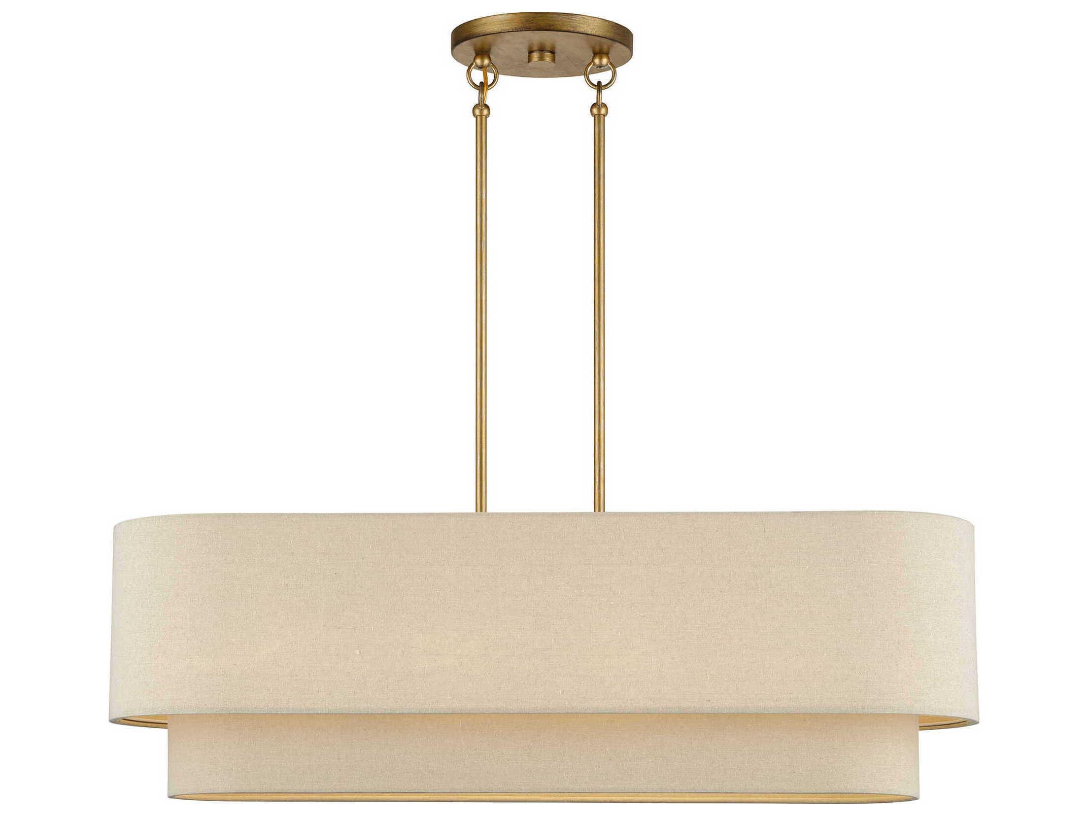 Livex Lighting Bellingham 4-Light Antique Gold Leaf Drum Island Pendant