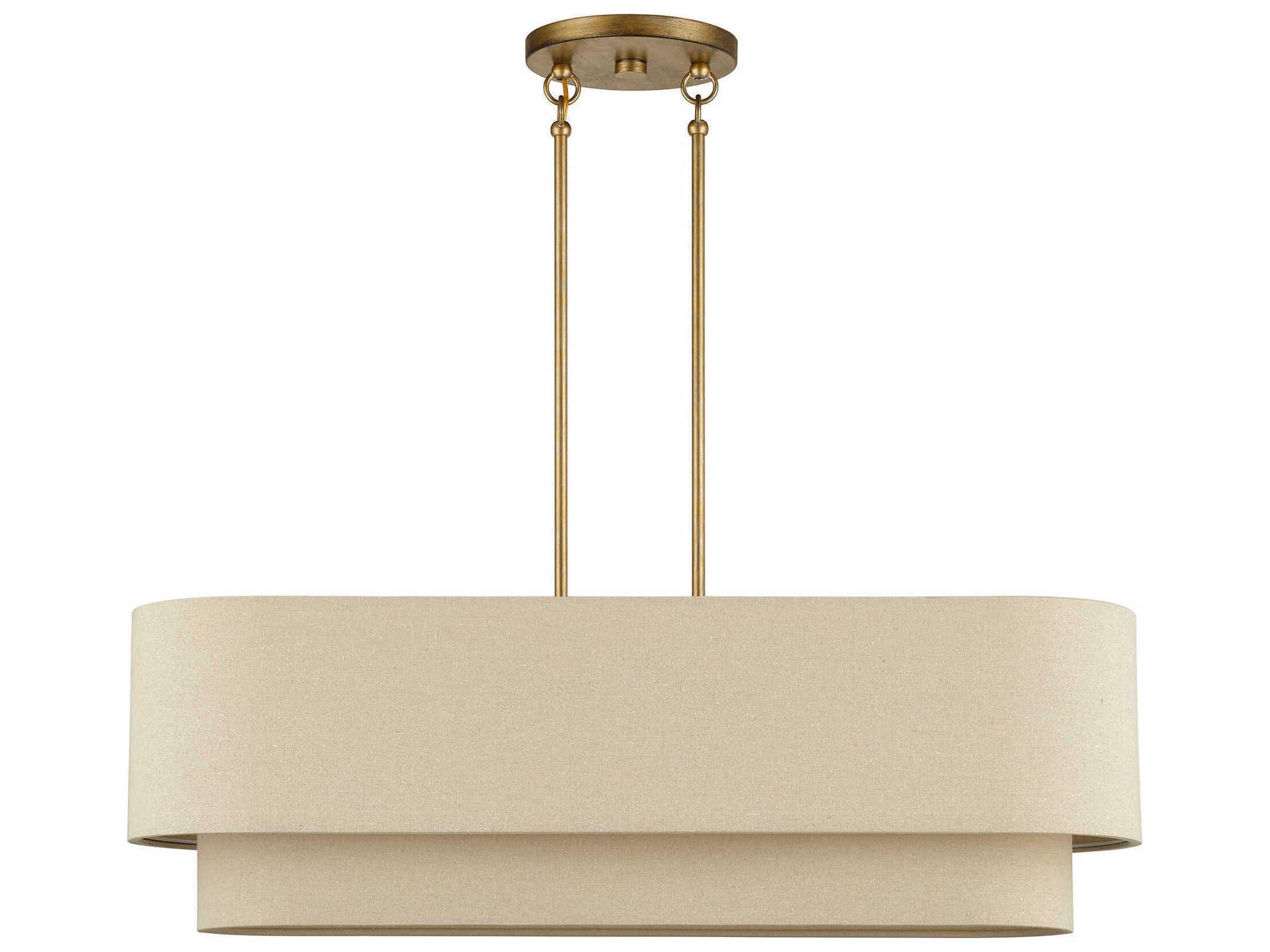 Livex Lighting Bellingham 4-Light Antique Gold Leaf Drum Island Pendant