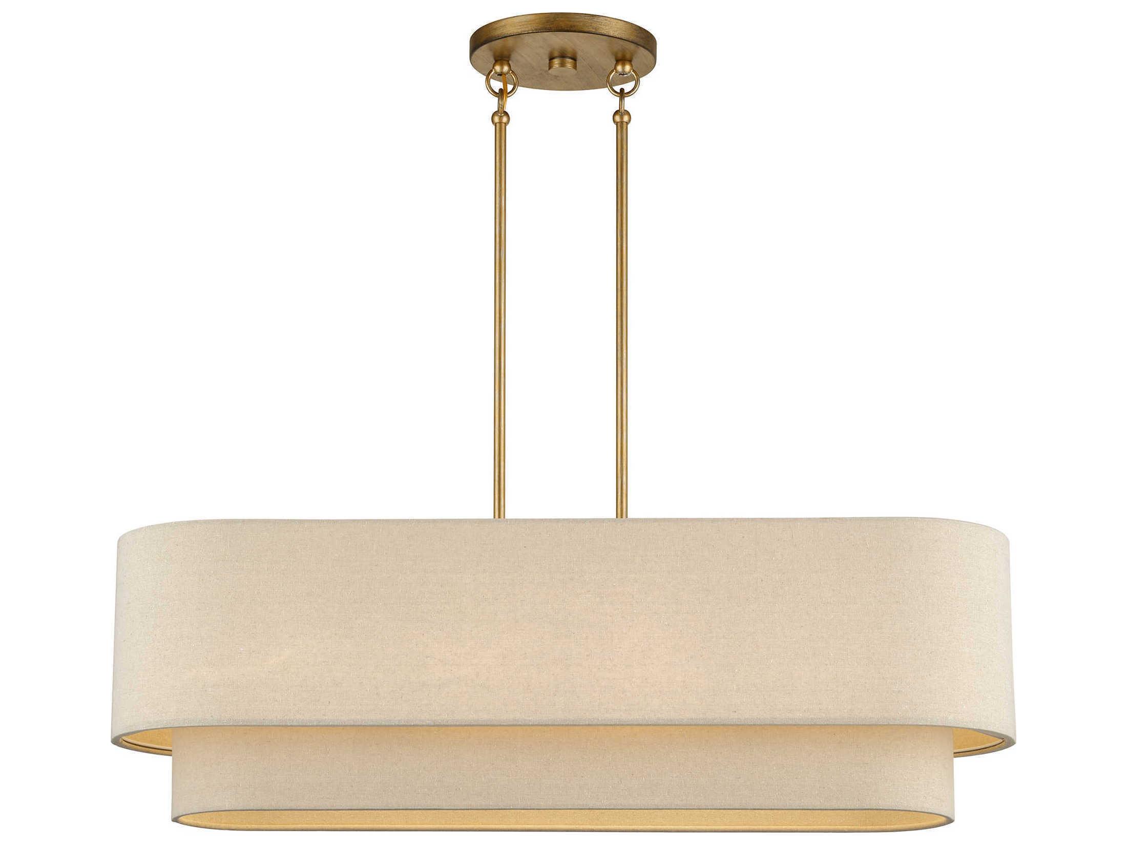 Livex Lighting Bellingham 4-Light Antique Gold Leaf Drum Island Pendant