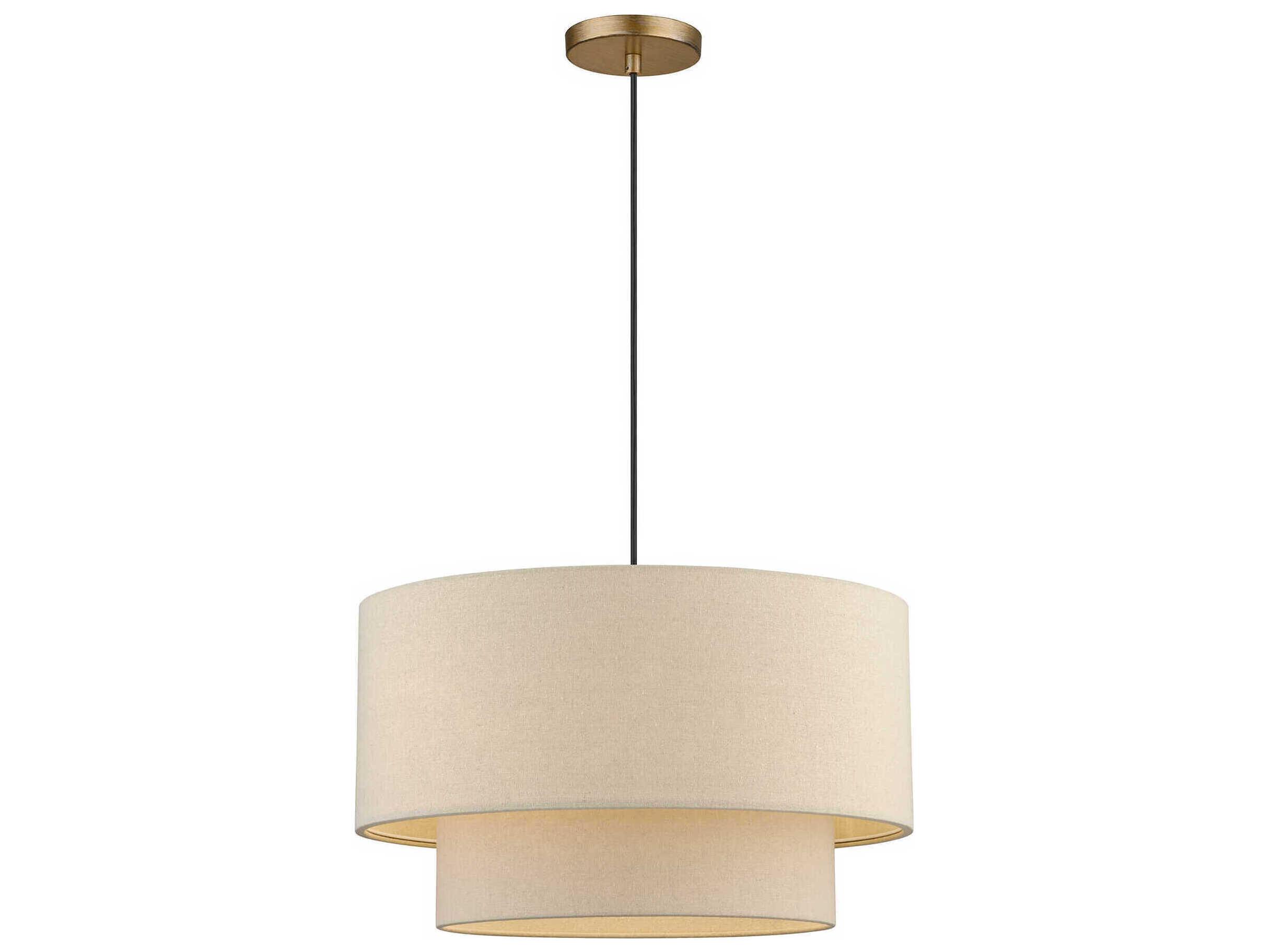 Livex Lighting Bellingham 3-Light Antique Gold Leaf Drum Pendant