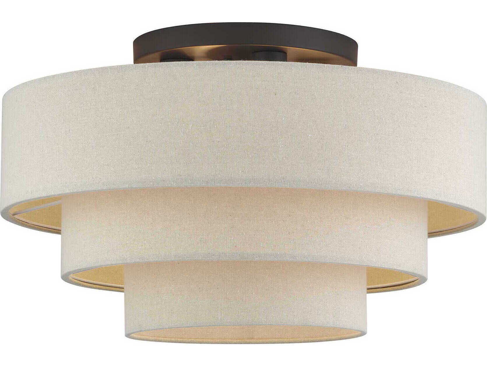 Livex Lighting Bellingham 4-Light Bronze Drum Semi Flush Mount