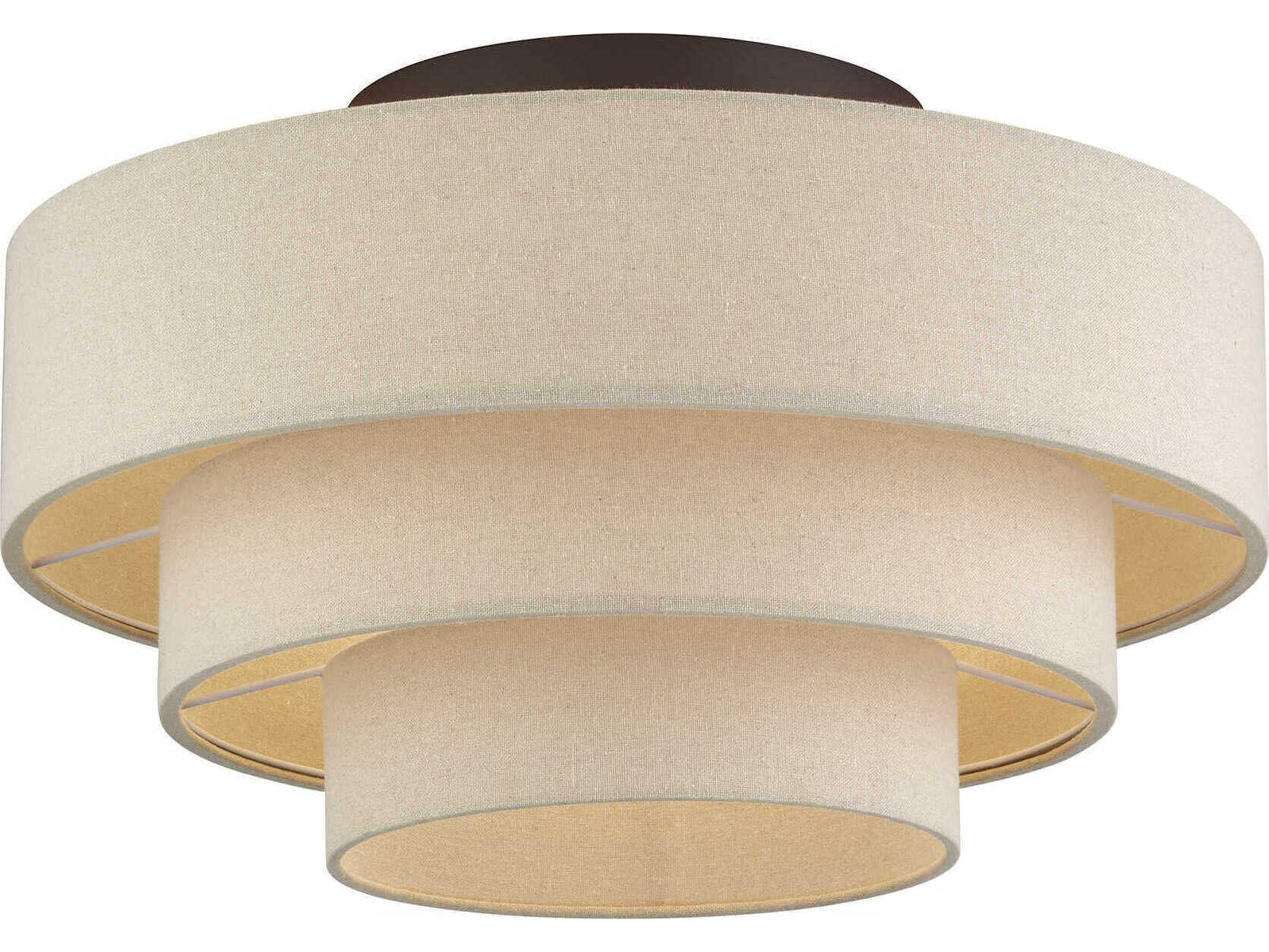 Livex Lighting Bellingham 4-Light Bronze Drum Semi Flush Mount