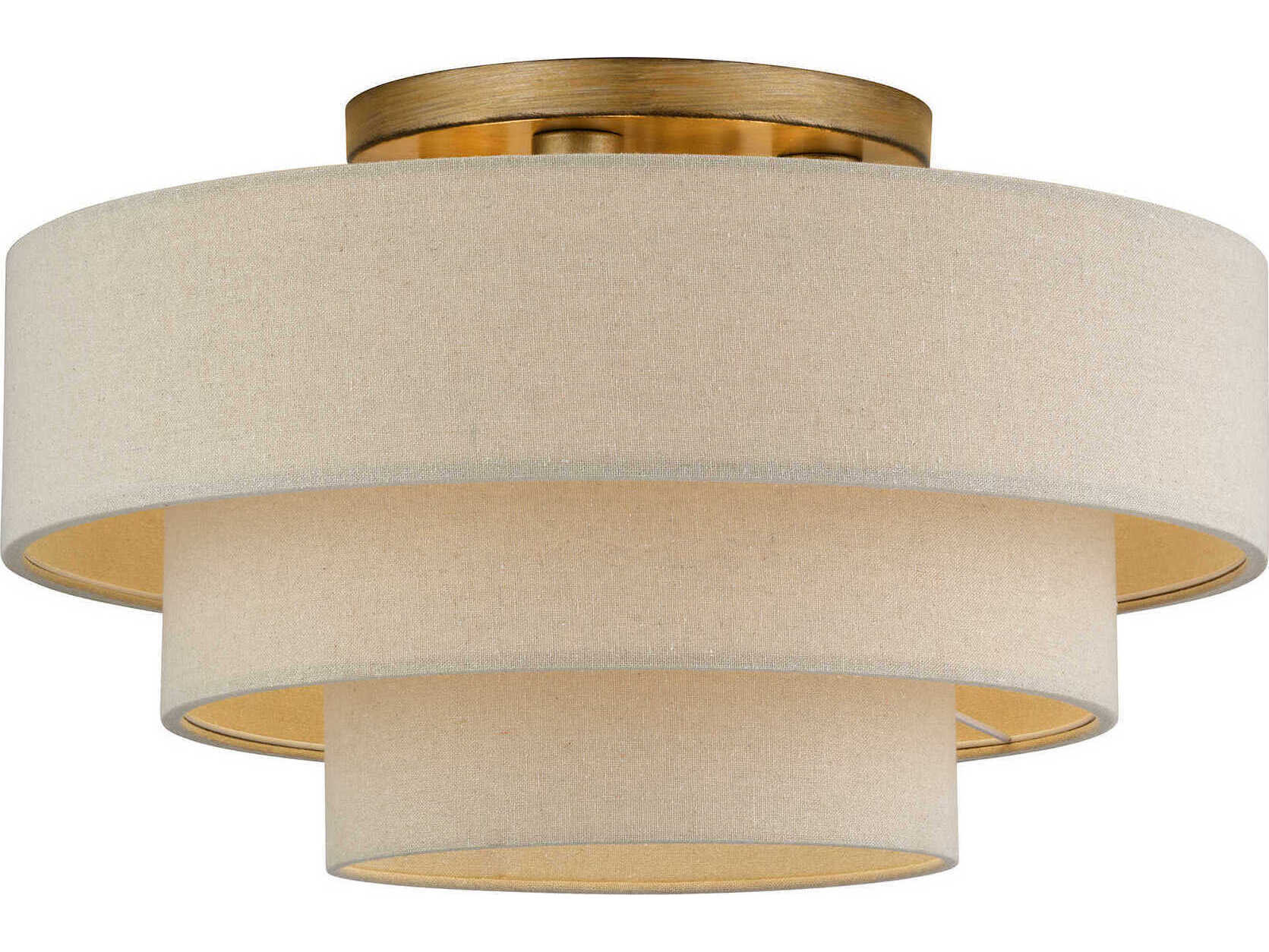 Livex Lighting Bellingham 4-Light Antique Gold Leaf Drum Semi Flush Mount