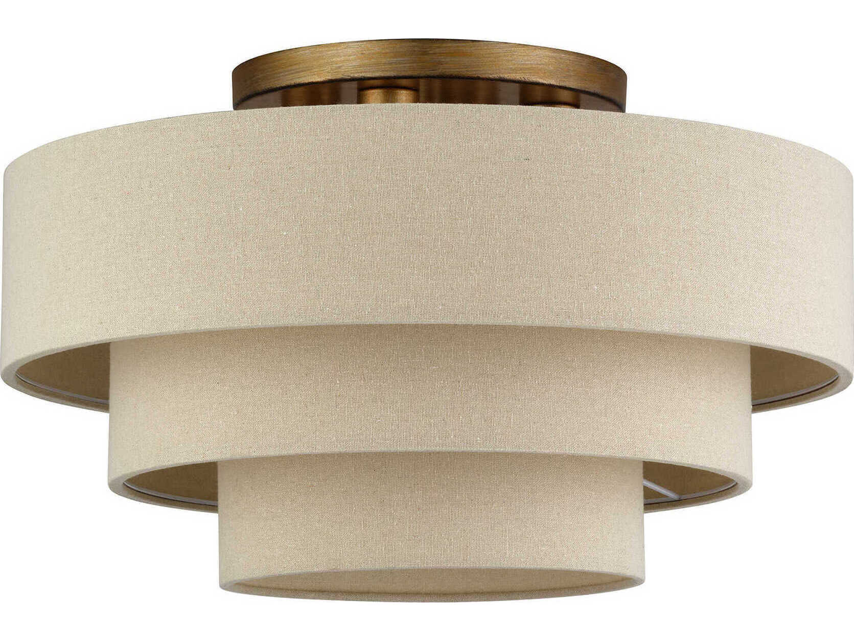 Livex Lighting Bellingham 4-Light Antique Gold Leaf Drum Semi Flush Mount