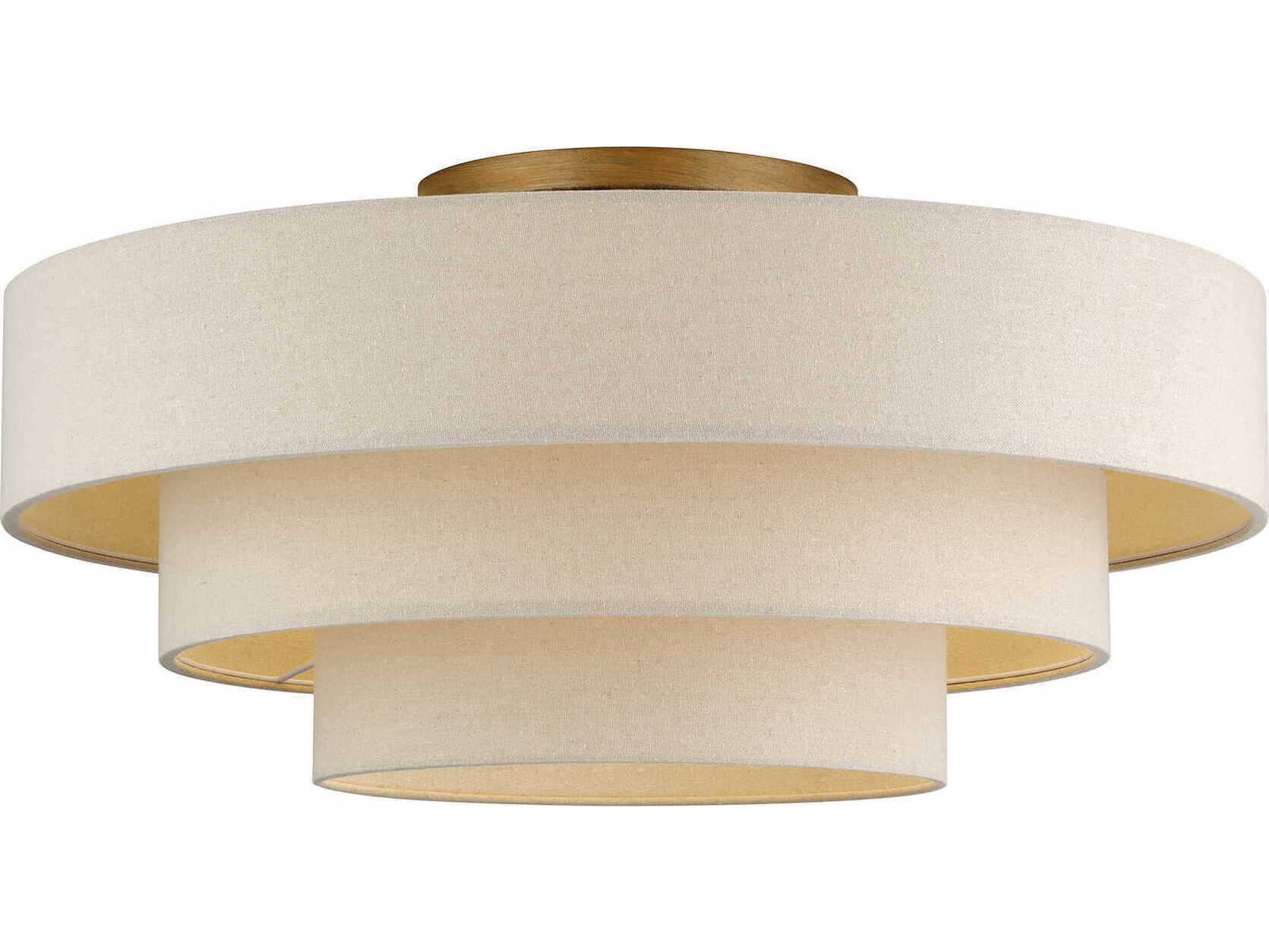 Livex Lighting Bellingham 5-Light Antique Gold Leaf Drum Semi Flush Mount