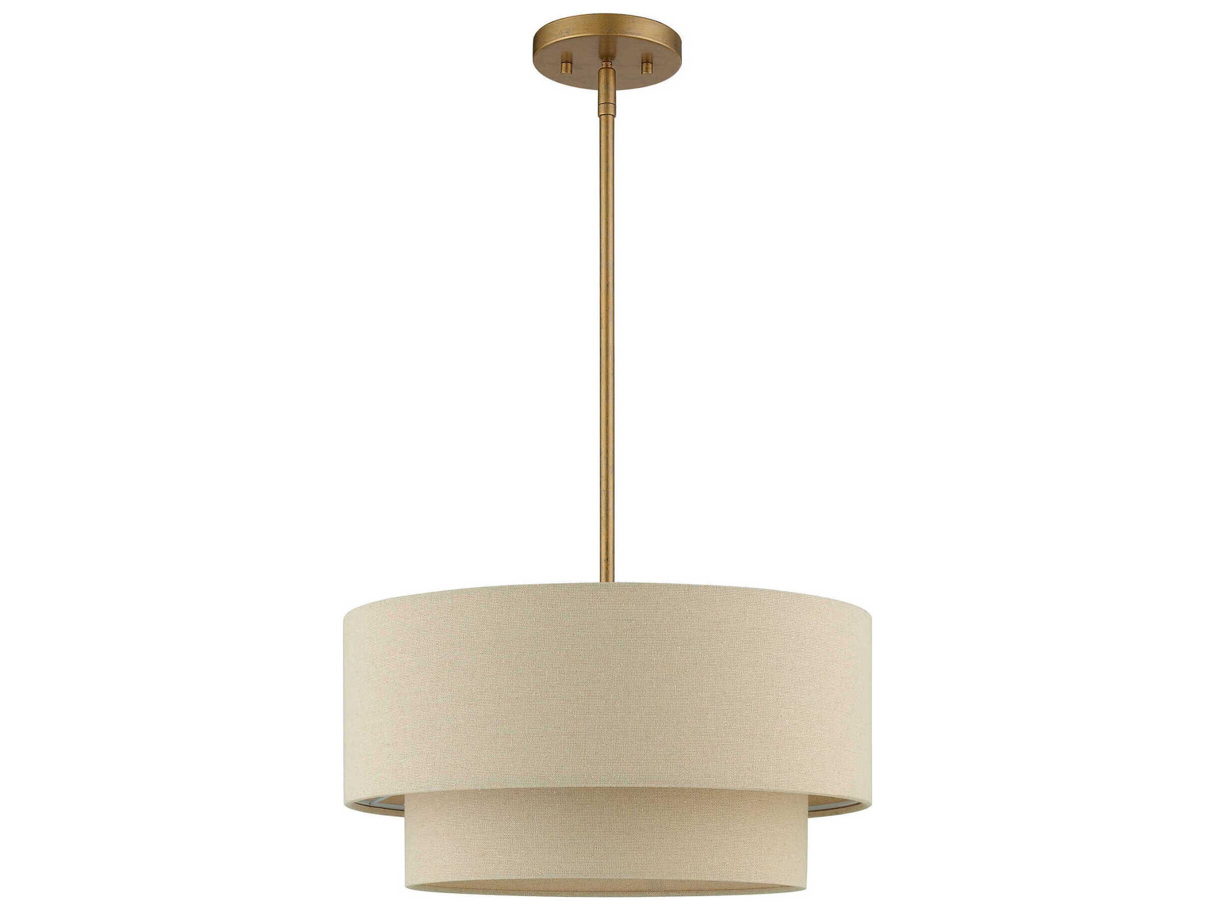 Livex Lighting Bellingham 3-Light Antique Gold Leaf Tiered Pendant