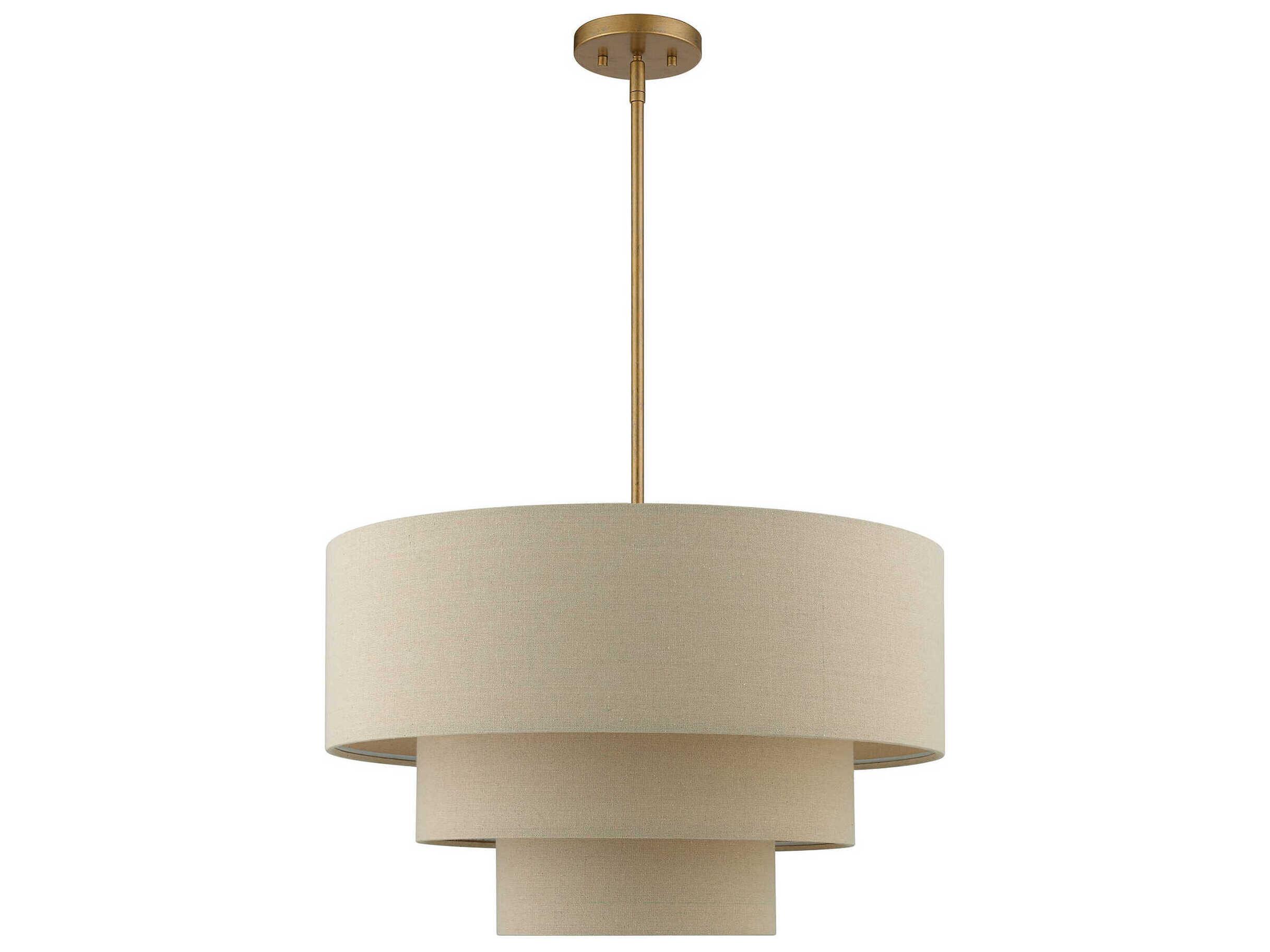 Livex Lighting Bellingham 4-Light Antique Gold Leaf Tiered Pendant