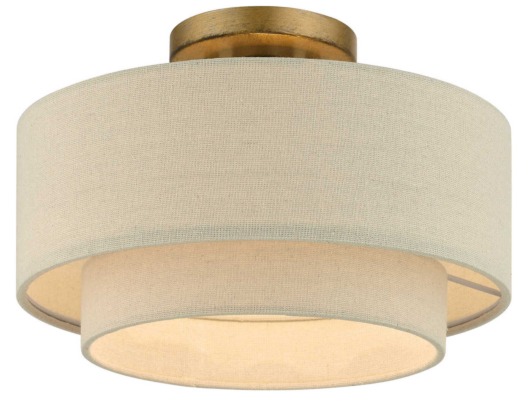 Livex Lighting Bellingham 1-Light Antique Gold Leaf Drum Tiered Semi Flush Mount
