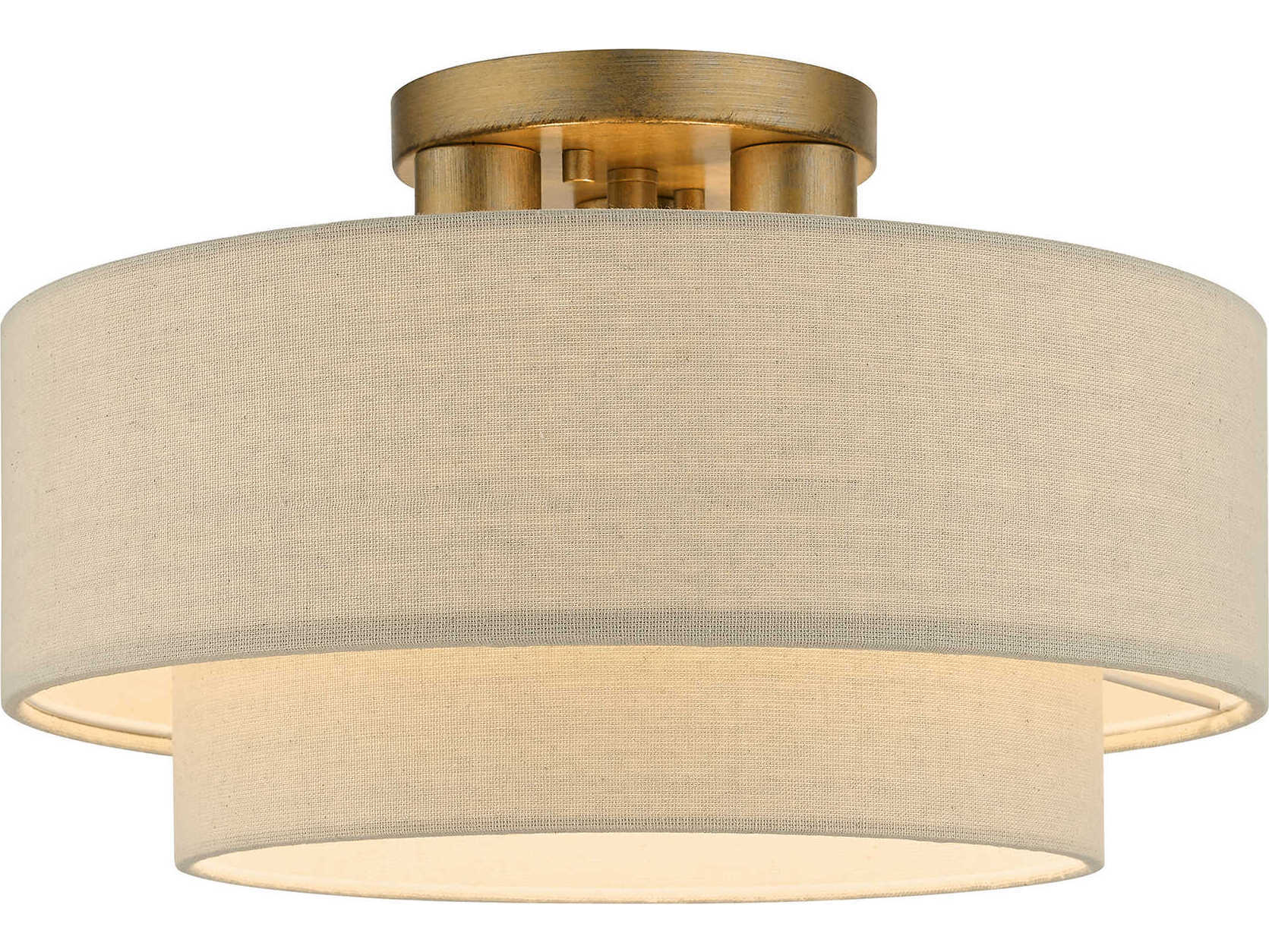 Livex Lighting Bellingham 3-Light Antique Gold Leaf Drum Semi Flush Mount
