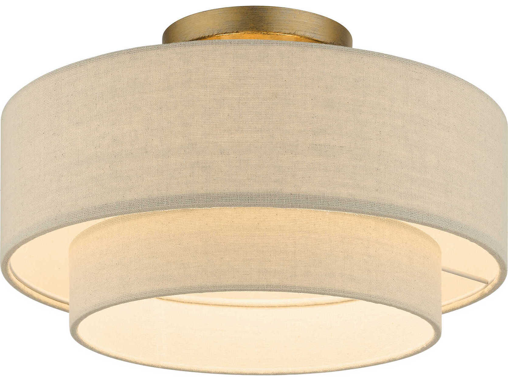 Livex Lighting Bellingham 3-Light Antique Gold Leaf Drum Semi Flush Mount