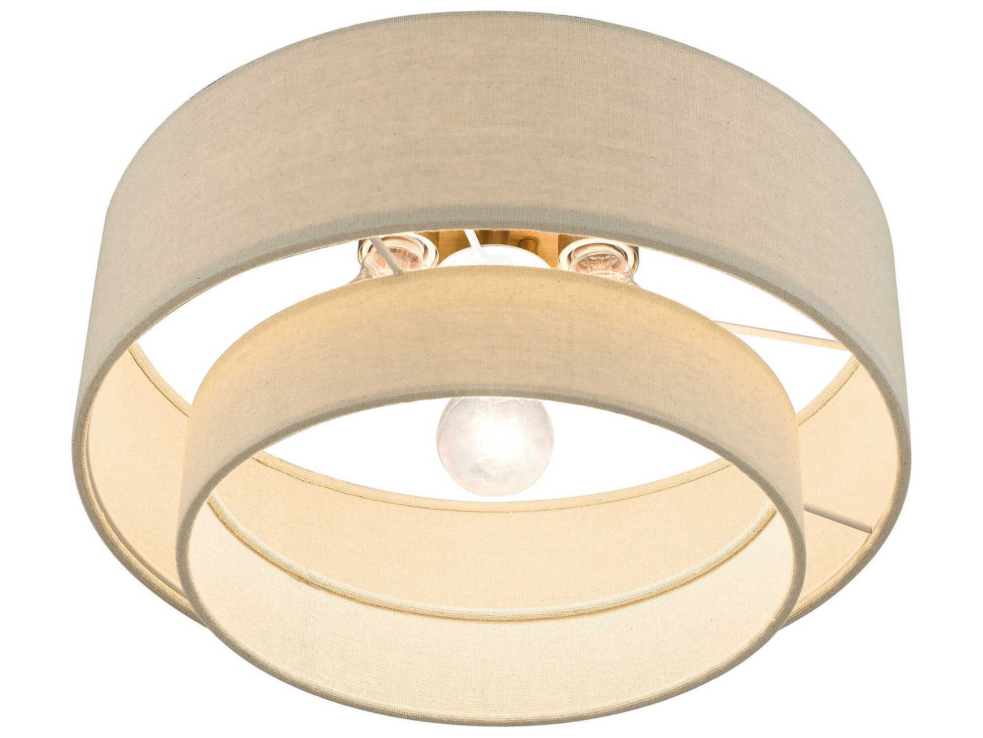 Livex Lighting Bellingham 3-Light Antique Gold Leaf Drum Semi Flush Mount