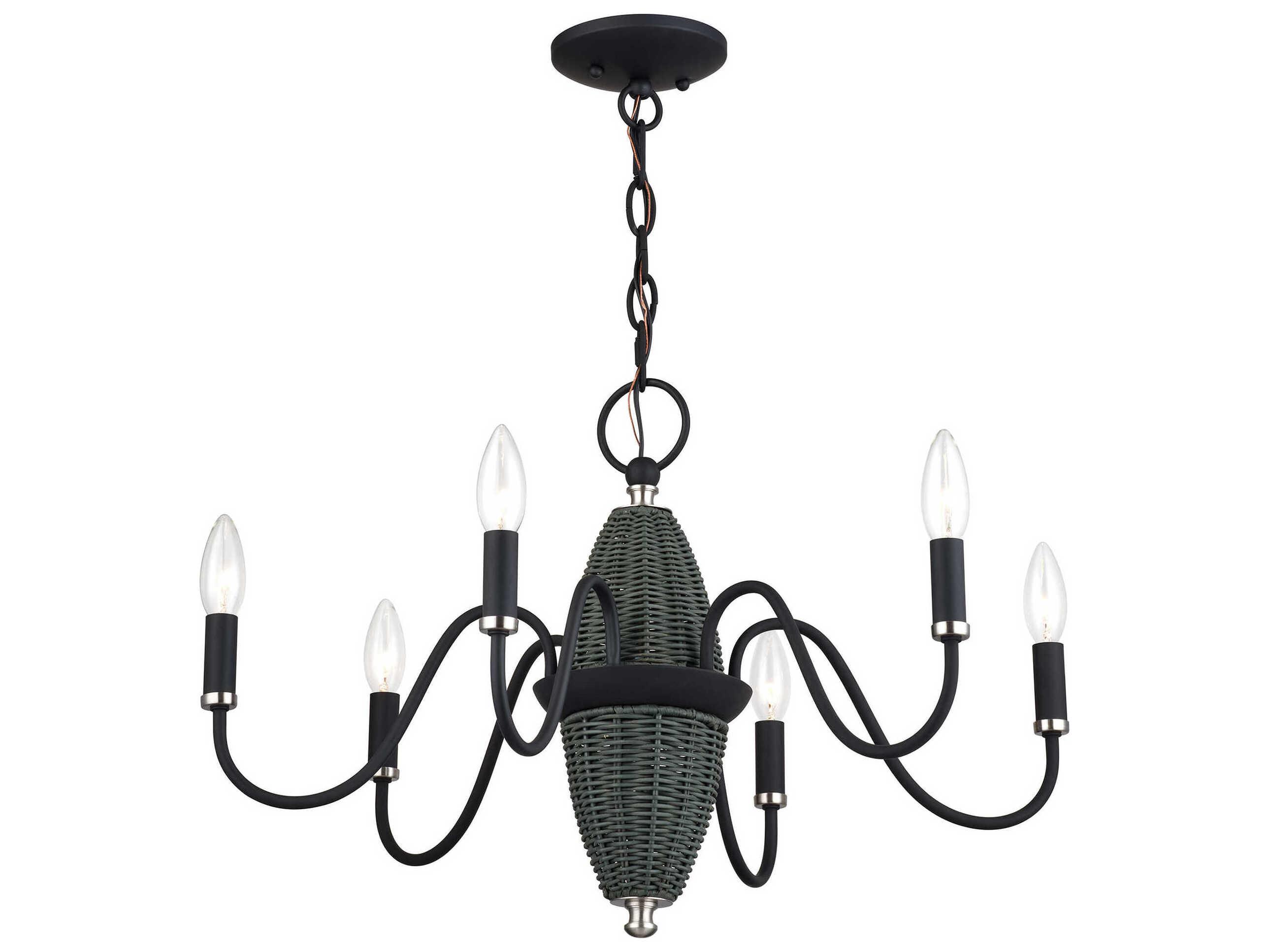 Livex Lighting Laurelin 6-Light Black With Brushed Nickel Accents Candelabra Drum Chandelier