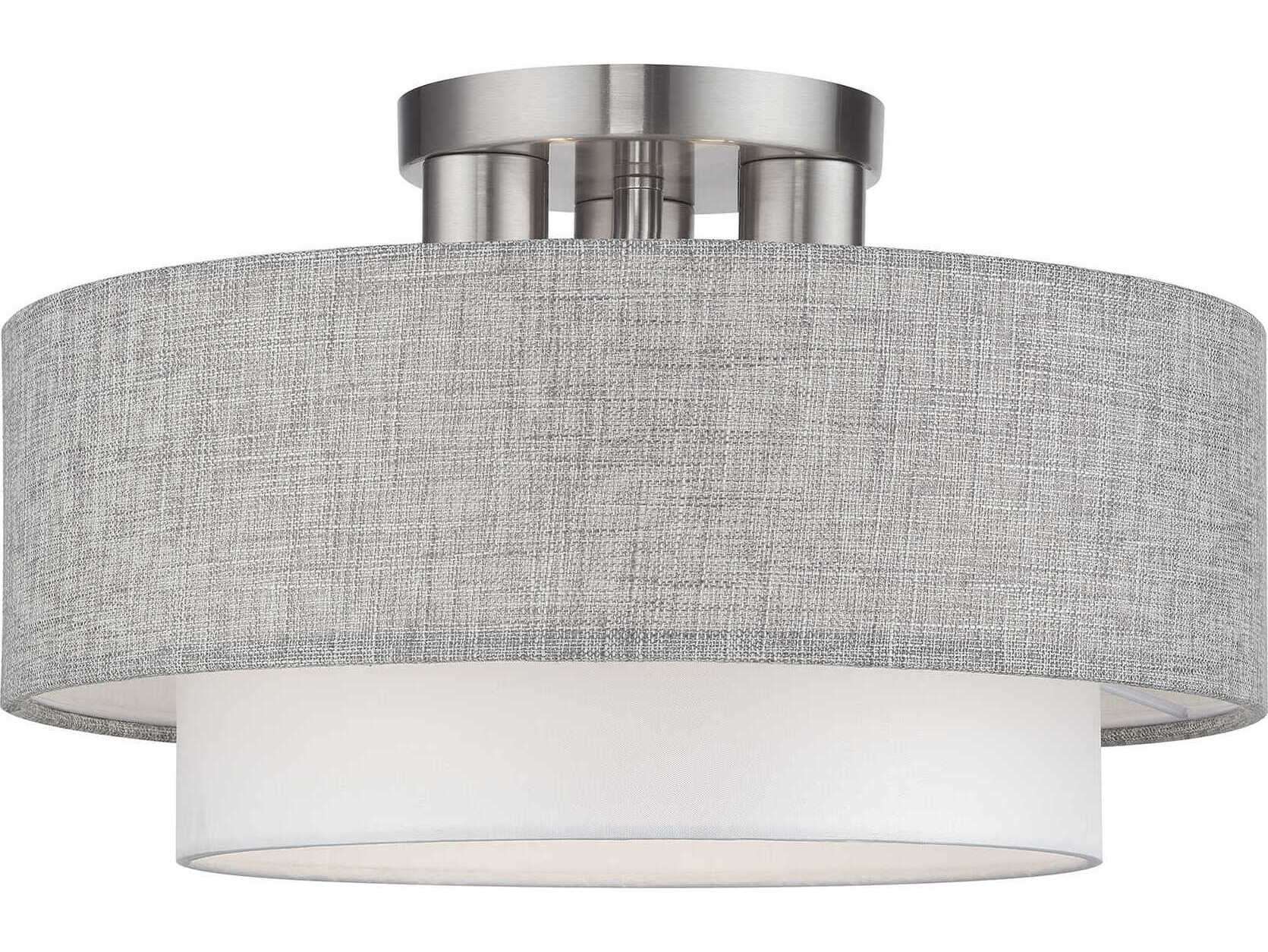 Livex Lighting Brookmeade 3-Light Brushed Nickel Semi Flush Mount